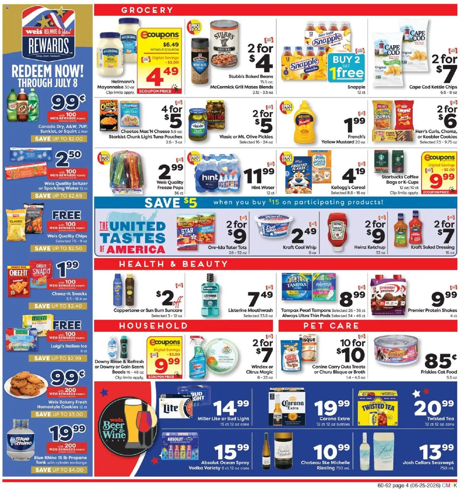 Weis Weekly Circular - PA - valid from 06/25/2026 | Page: 4 | Products: Coffee, Tampons, Sugar, Grill