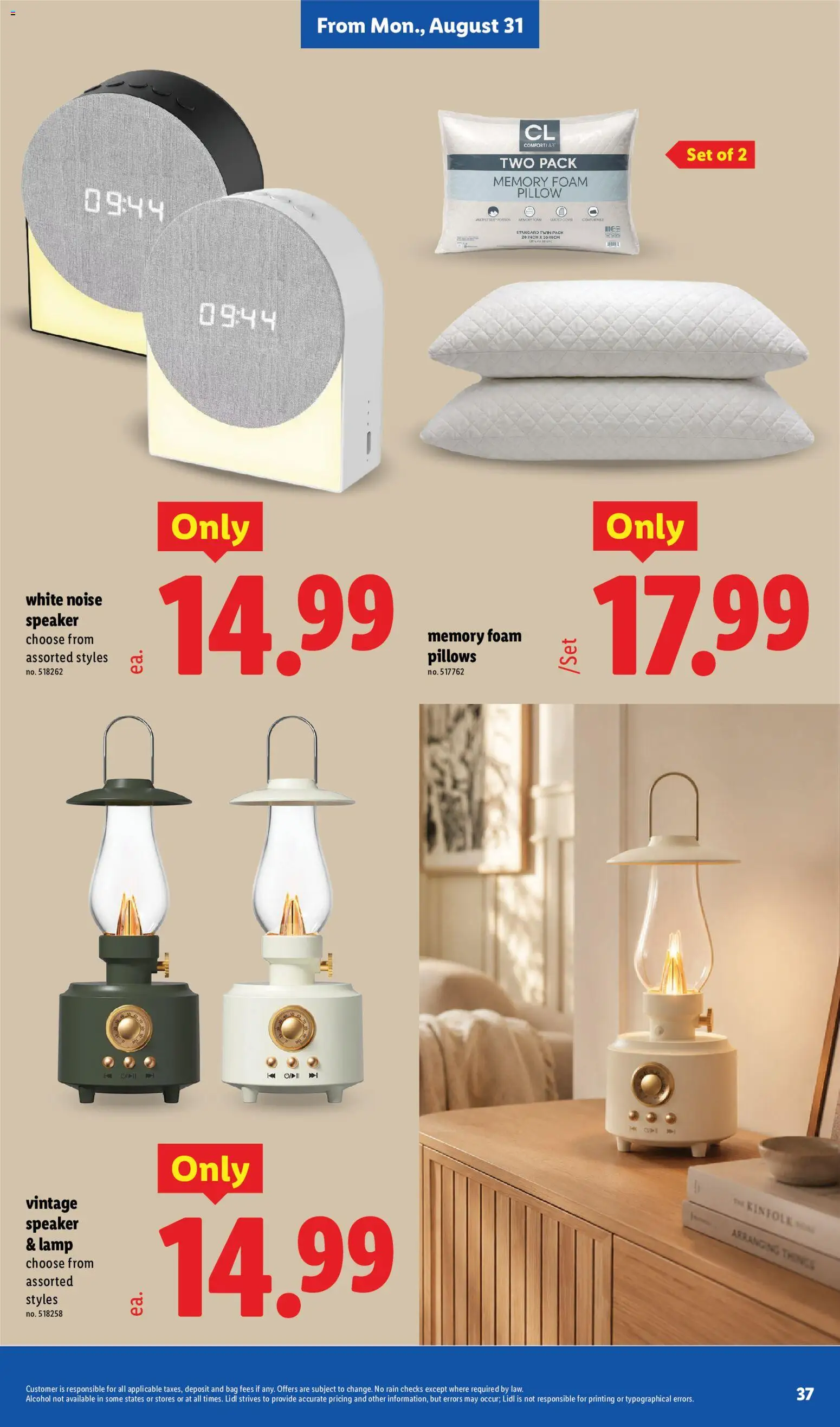 Lidl Weekly Ad - valid from 08/26/2026 | Page: 37 | Products: Pillow, Lamp, Alcohol, Bag