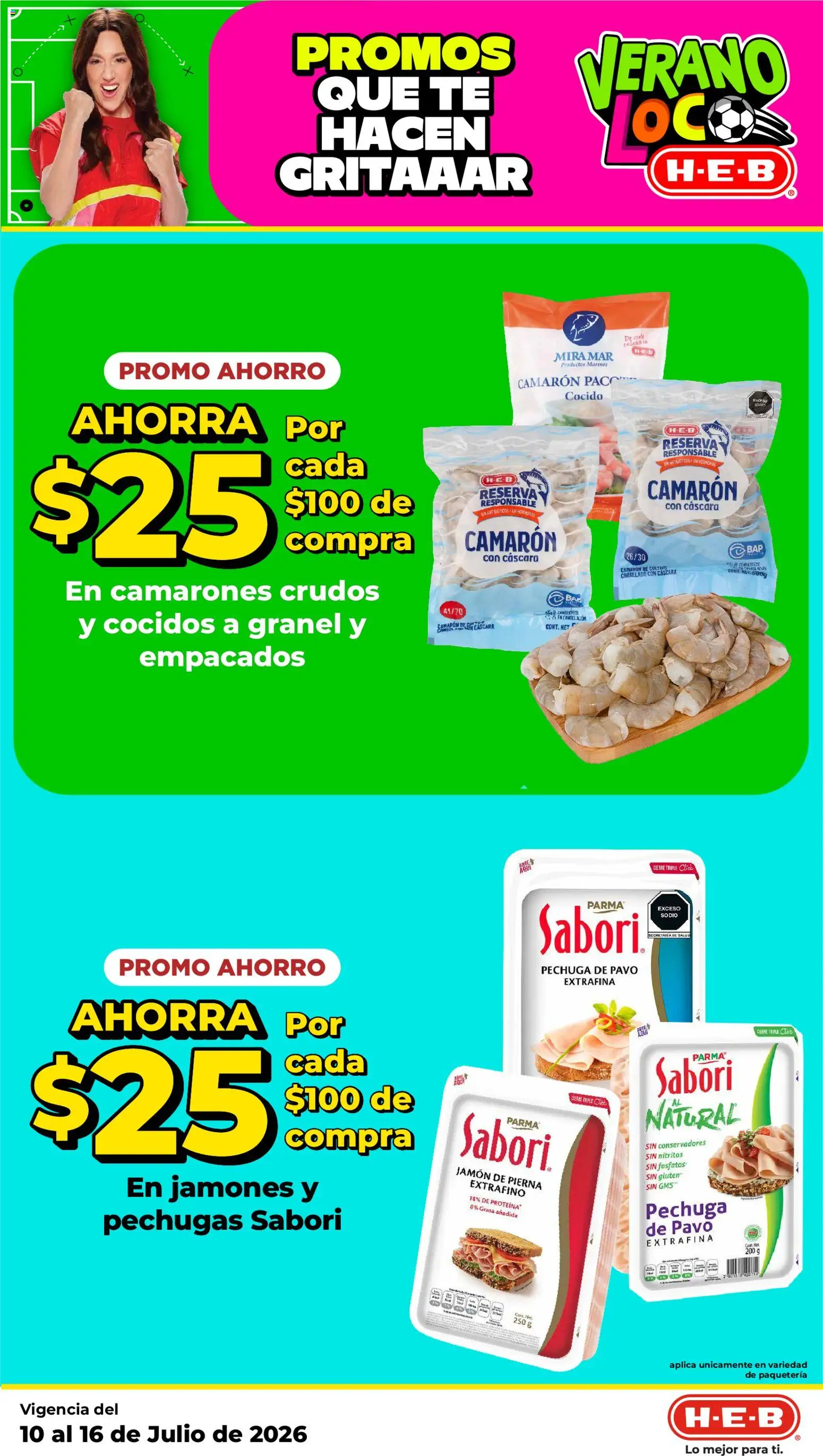 Nuevas ofertas de H-E-B válidas en toda la República Mexicana desde el 10/07/2026. ¡Encuentra las mejores ofertas en H-E-B folleto! | Página: 16 | Productos: Jamón, Té