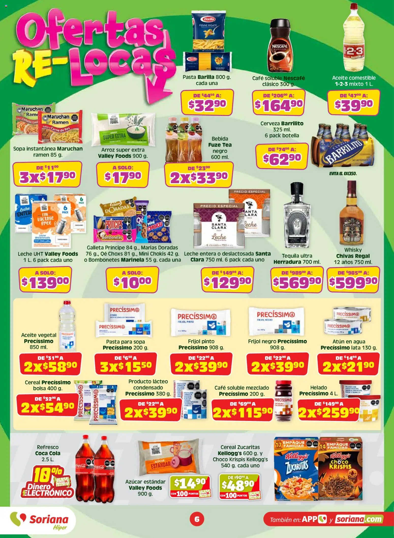 Nuevas ofertas de Soriana válidas en toda la República Mexicana desde el 29.05.2026. ¡Encuentra las mejores ofertas en Soriana folleto! | Página: 6 | Productos: Sopa, Cerveza, Tequila, Botella