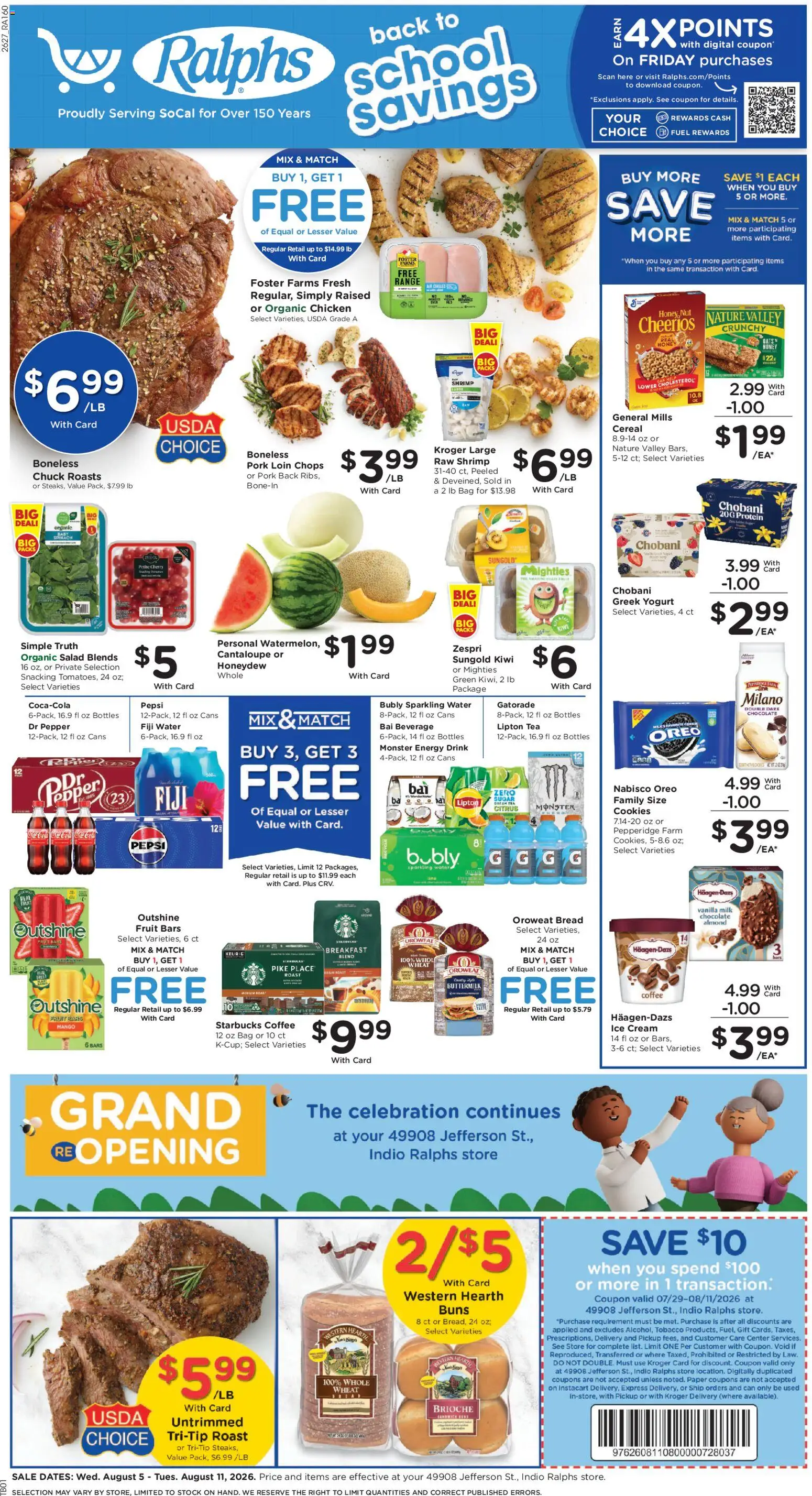 Ralphs Weekly Ad - valid from 08/05/2026 | Page: 1 | Products: Bread, Bag, Pepsi, Vanilla