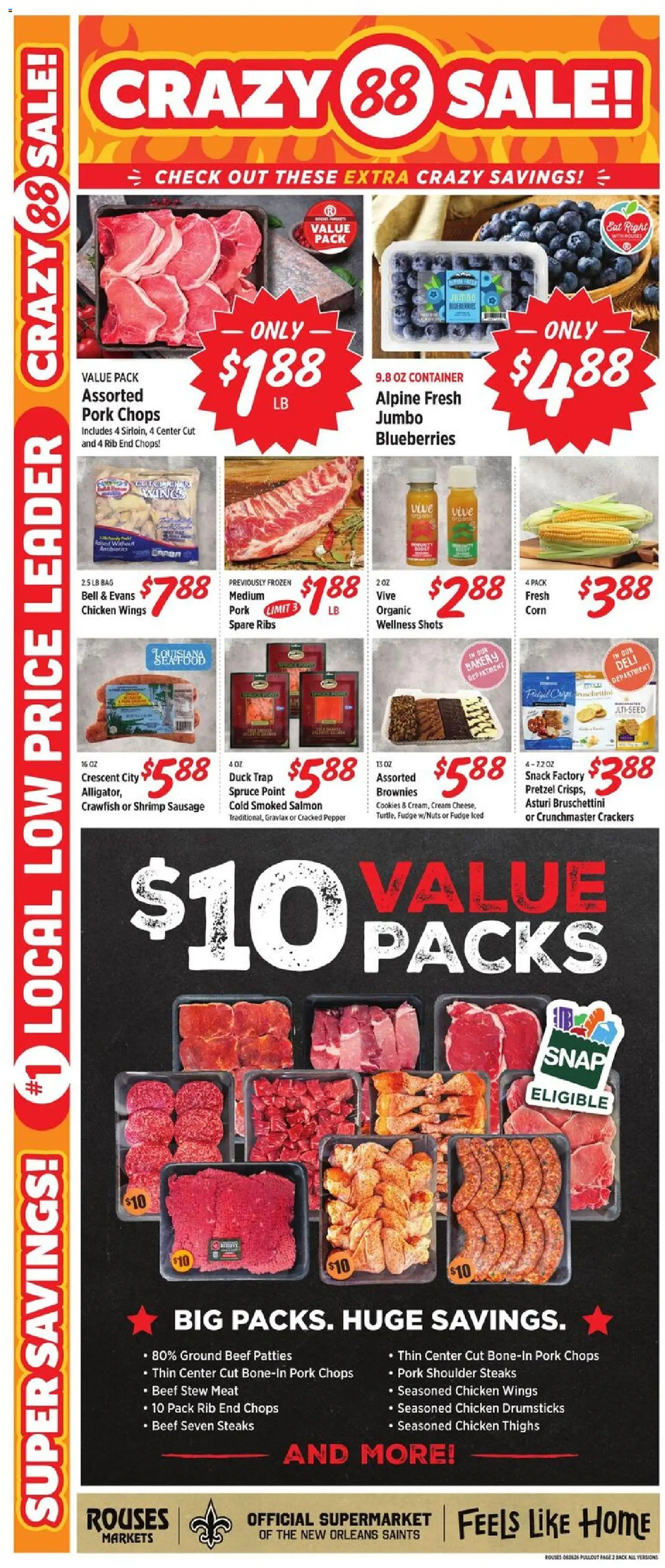 Rouses Weekly Ad - AL - valid from 08/26/2026 | Page: 4 | Products: Corn, Crackers, Meat, Chicken