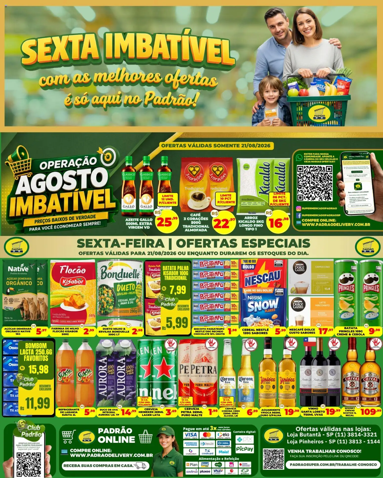 Supermercado Padrão Folheto - válido de 21/08/2026 | Página: 1 | Produtos: Álcool, Vinho, Água, Sal