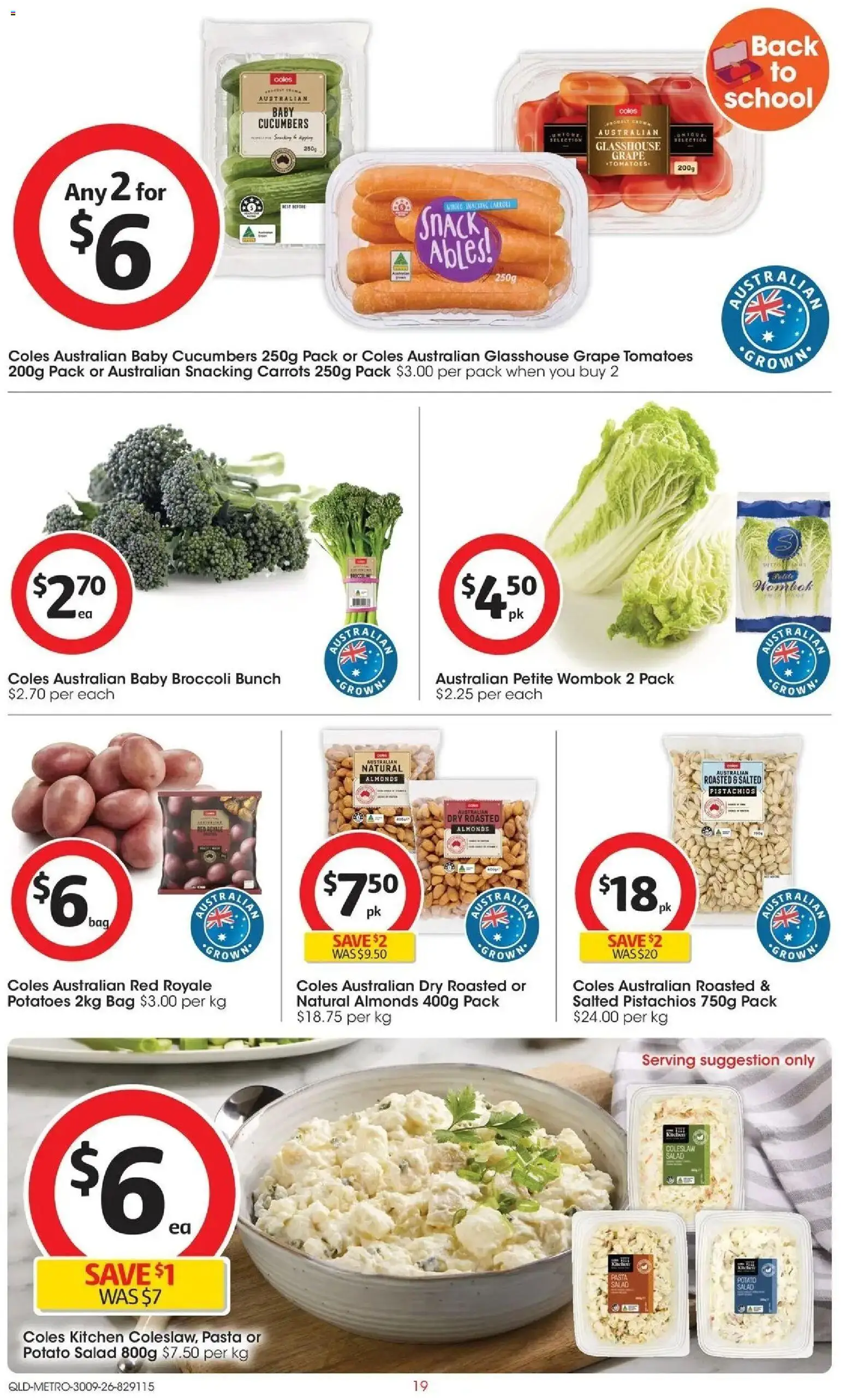 Coles catalogue - valid from 30/09/2026 | Page: 19 | Products: Tomatoes, Pasta, Cucumbers, Vegetables