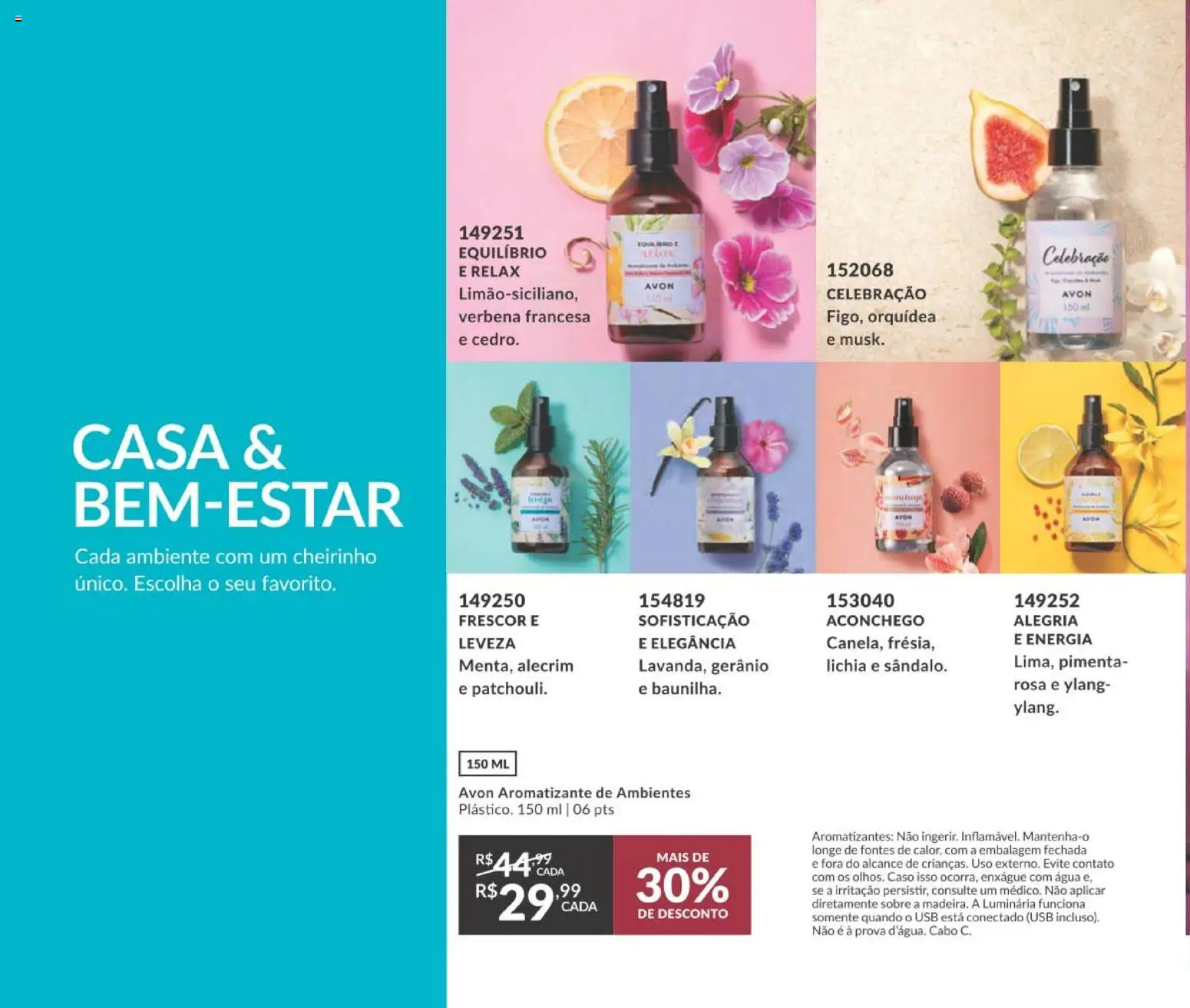 Avon Folheto - válido de 21/09/2026 | Página: 62 | Produtos: Pimenta, Luminária, Água, USB