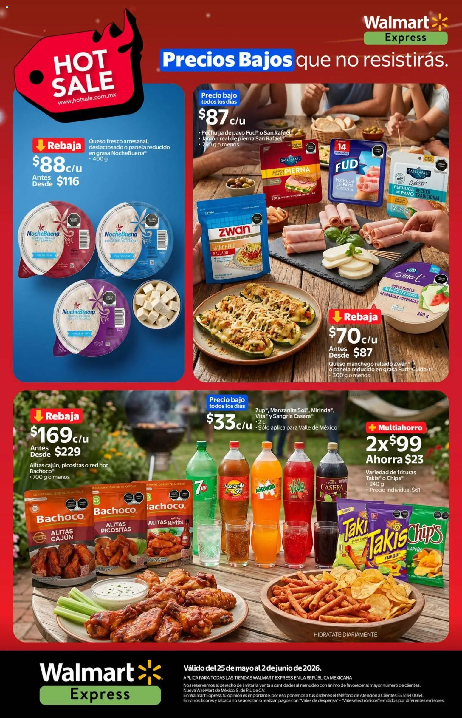 Nuevas ofertas de Walmart Express válidas en toda la República Mexicana desde el 25.05.2026. ¡Encuentra las mejores ofertas en Walmart Express Hot Sale! | Página: 8 | Productos: Queso, Jamón, Té, Teléfono