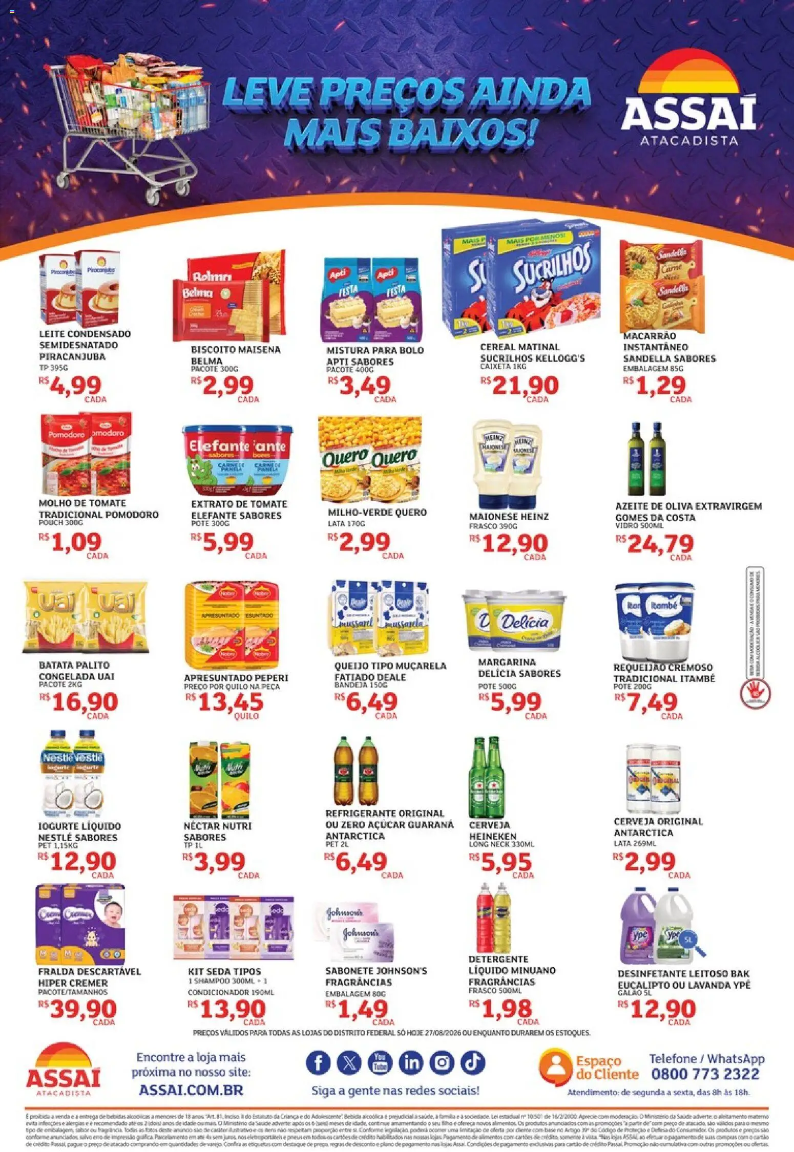 Assaí Atacadista Folheto - válido de 27/08/2026 | Página: 2 | Produtos: Biscoito, Detergente, Maionese, Azeite