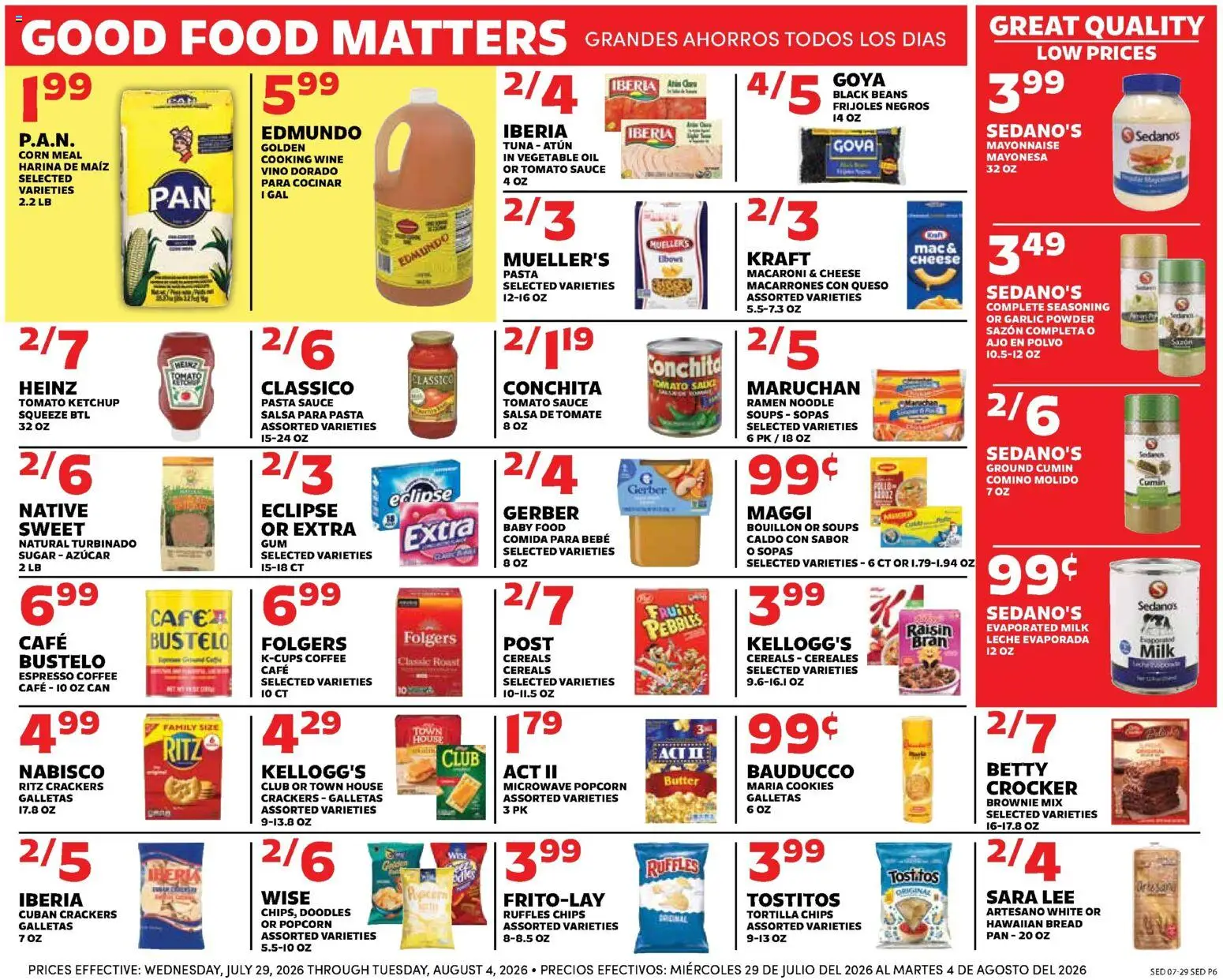 Sedano's Weekly Ad - valid from 07/29/2026 | Page: 6 | Products: Corn, Wine, Baby food, Sugar