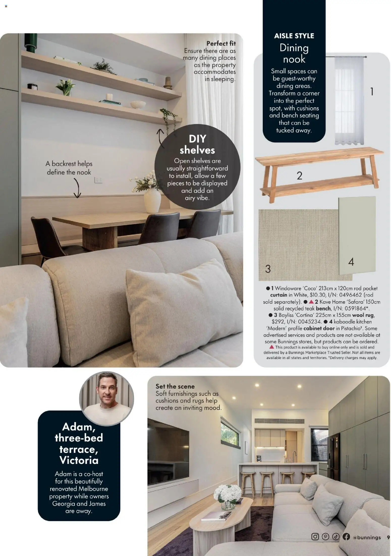 Bunnings Warehouse catalogue - valid from 23/09/2026 | Page: 9 | Products: Cabinet, Curtain, Rugs, Bench