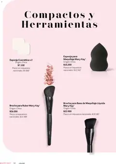 Vista previa Mary Kay catálogo válido desde el 01/08/2026 | Página: 38 | Productos: Base de maquillaje, Rubor, Brocha para base, Esponja