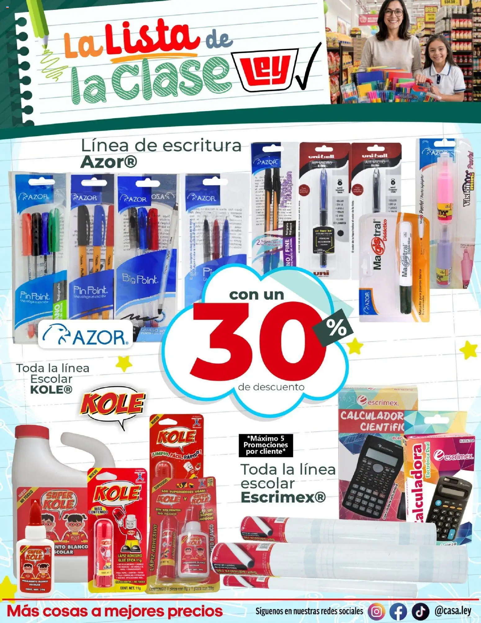 Nuevas ofertas de Casa Ley válidas en toda la República Mexicana desde el 29/08/2026. ¡Encuentra las mejores ofertas en Casa Ley folleto La Lista de la Clase! | Página: 9 | Productos: Pegamento, Pastel, Pizarrón, Calculadora