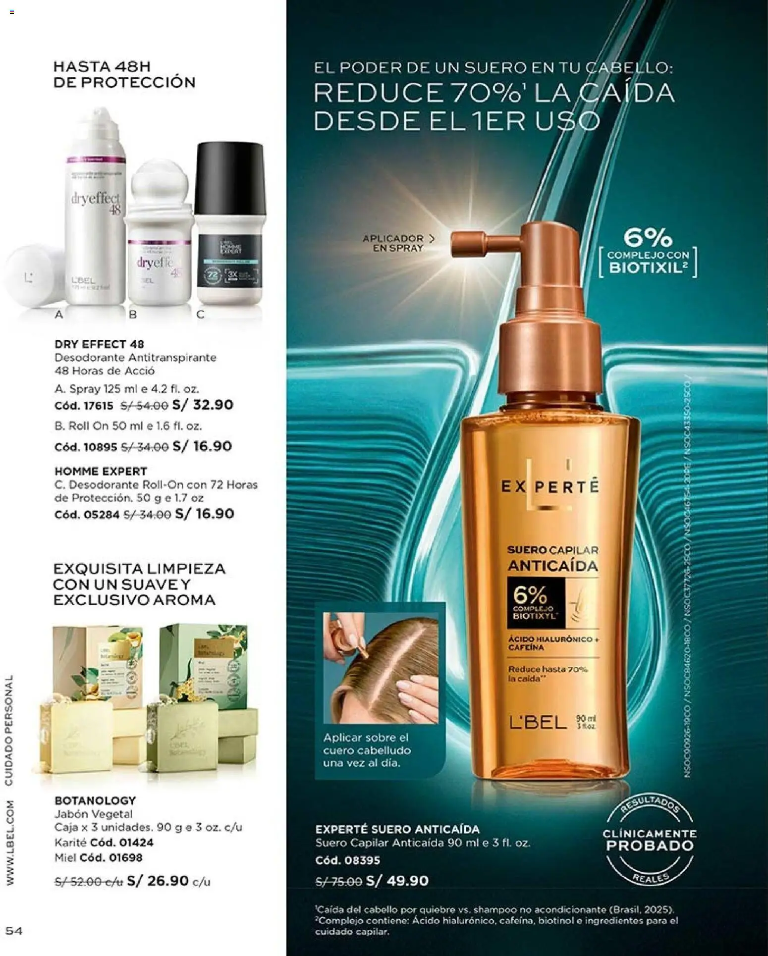 Catálogo L'Bel válido desde 11/07/2026 | Página: 54 | Productos: Shampoo, Jabón, Desodorante, Antitranspirante