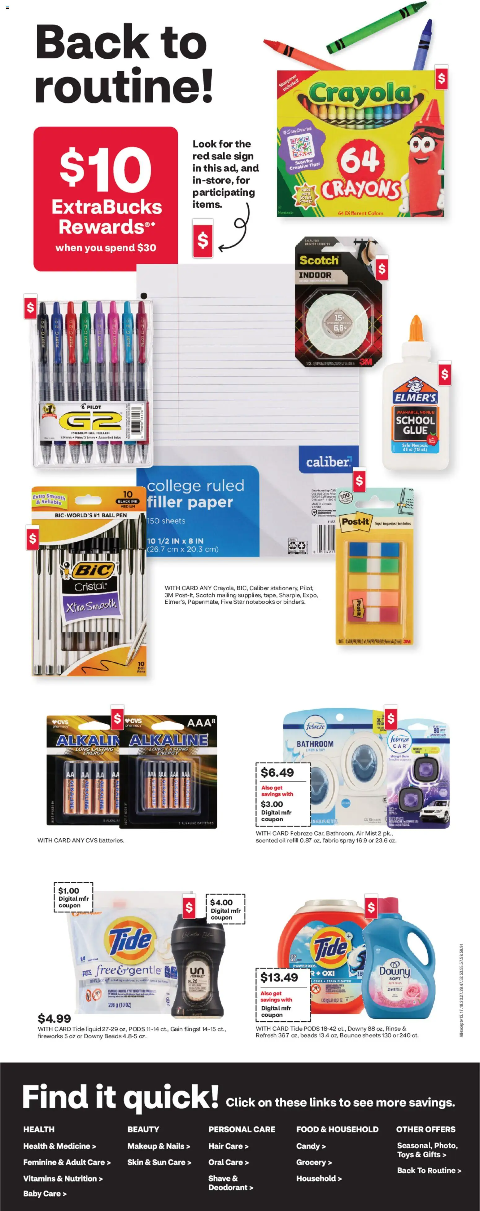 CVS Pharmacy Weekly Ad - valid from 08/09/2026 | Page: 4 | Products: Candy, Ink, Notebooks, Oil