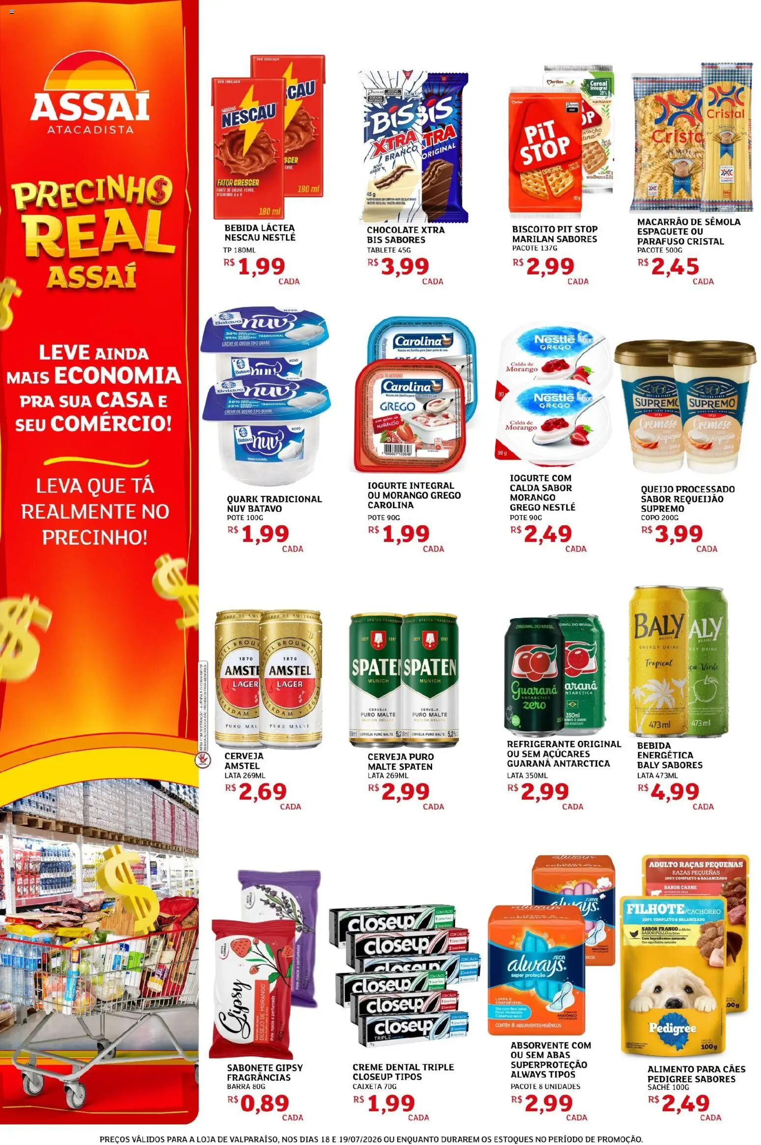 Assaí Atacadista Folheto - válido de 18/07/2026 | Página: 2 | Produtos: Biscoito, Macarrão, Carne, Requeijão