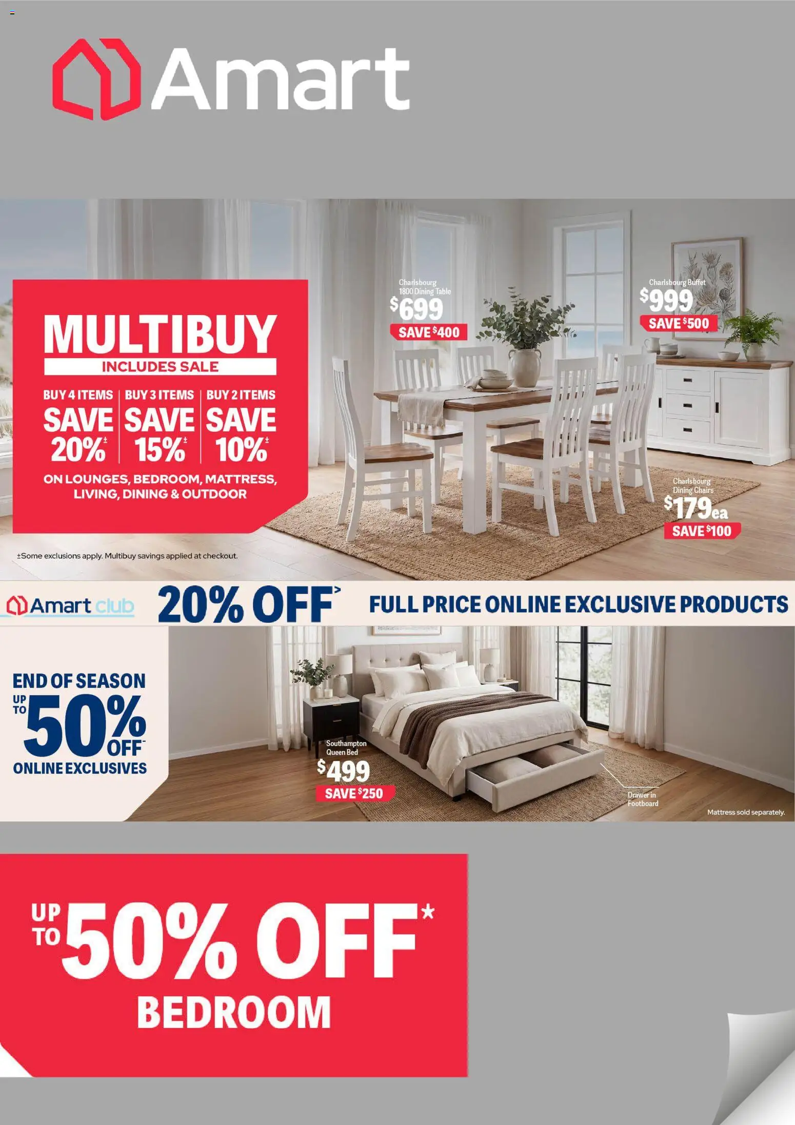 Amart Furniture catalogue - valid from 07/08/2026 | Page: 1 | Products: Drawer, Chairs, Bed, Mattress