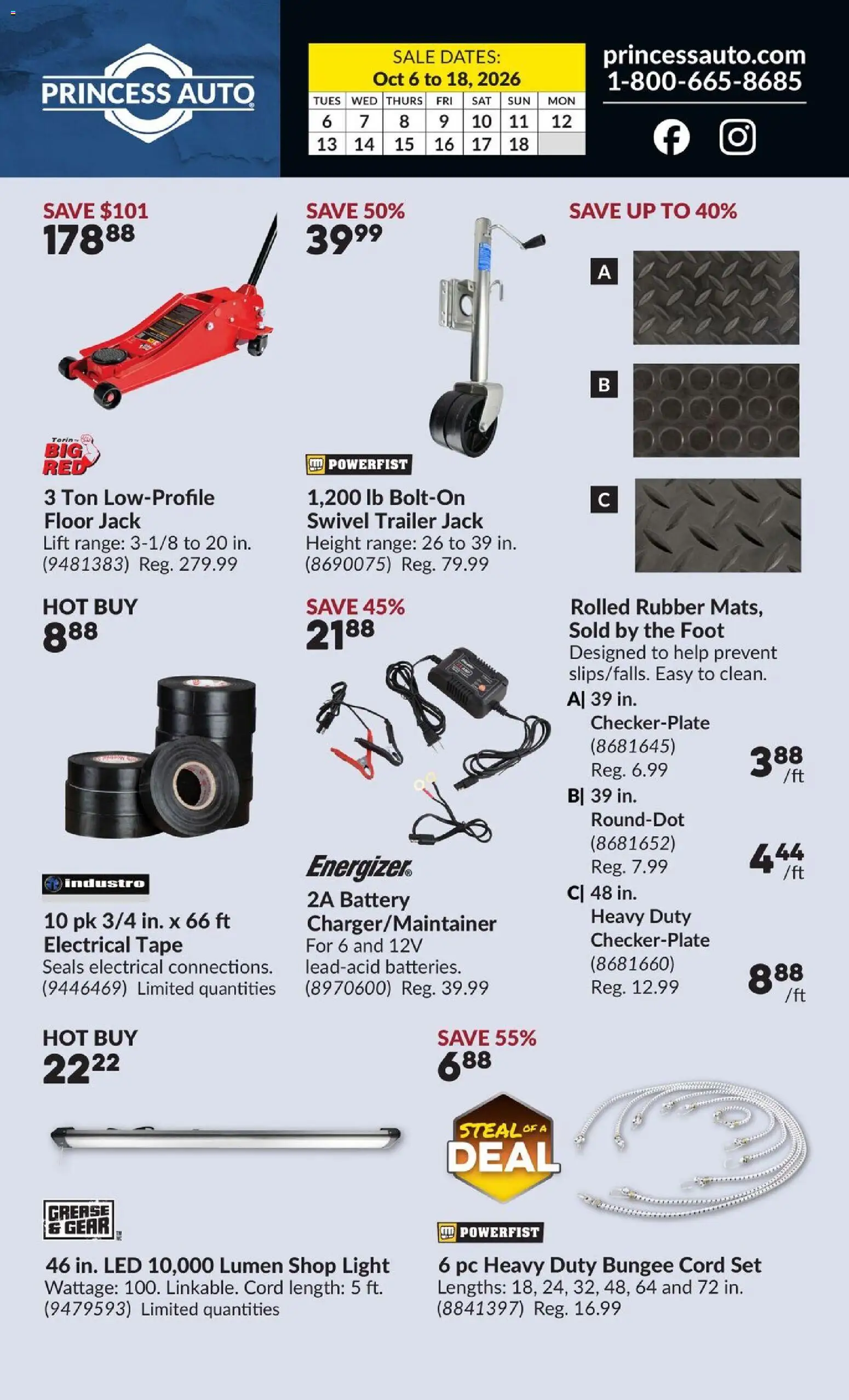 Princess Auto flyer valid from Oct 6, 2026 | Page: 2 | Products: Trailer, PC, Battery