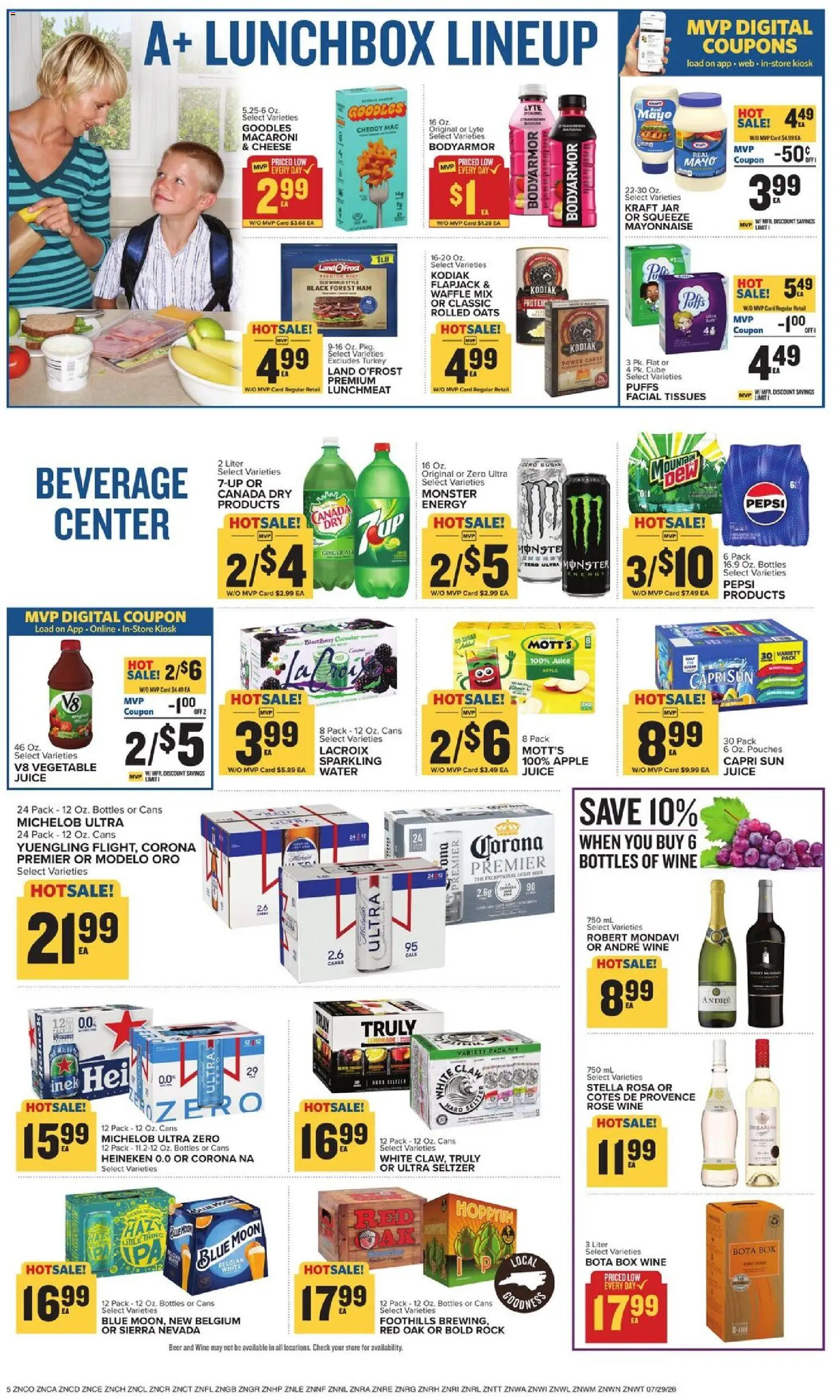 Food Lion Weekly Ad - valid from 07/29/2026 | Page: 10 | Products: Box, Ham, Wine, Mayonnaise