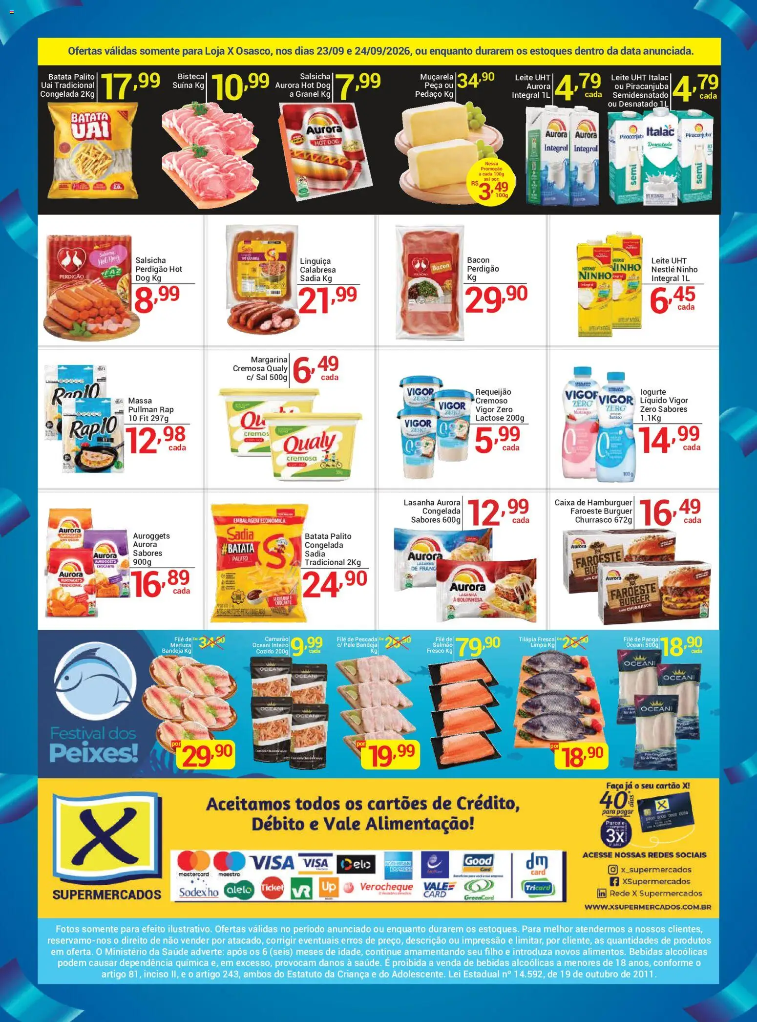 X Supermercados Folheto - válido de 23/09/2026 | Página: 2 | Produtos: Camarão, Tilápia, Batata, Margarina
