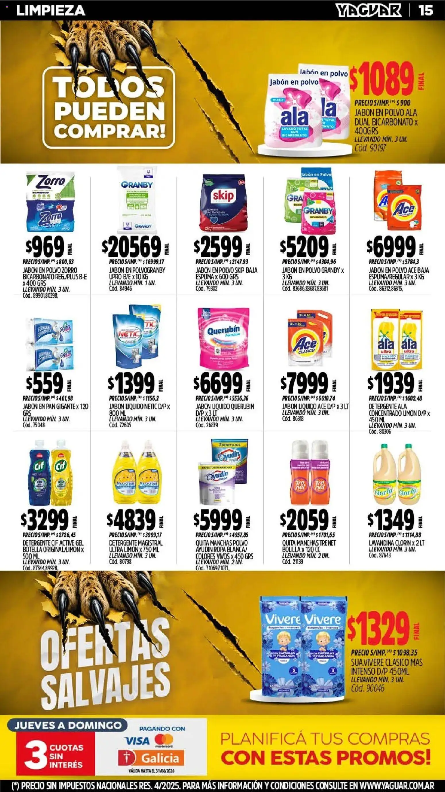 Yaguar - Oferta Semanal General Roca │ válido desde el 03/08/2026 | Página: 17 | Productos: Lavandina, Polvo, Jabón líquido, Jabón