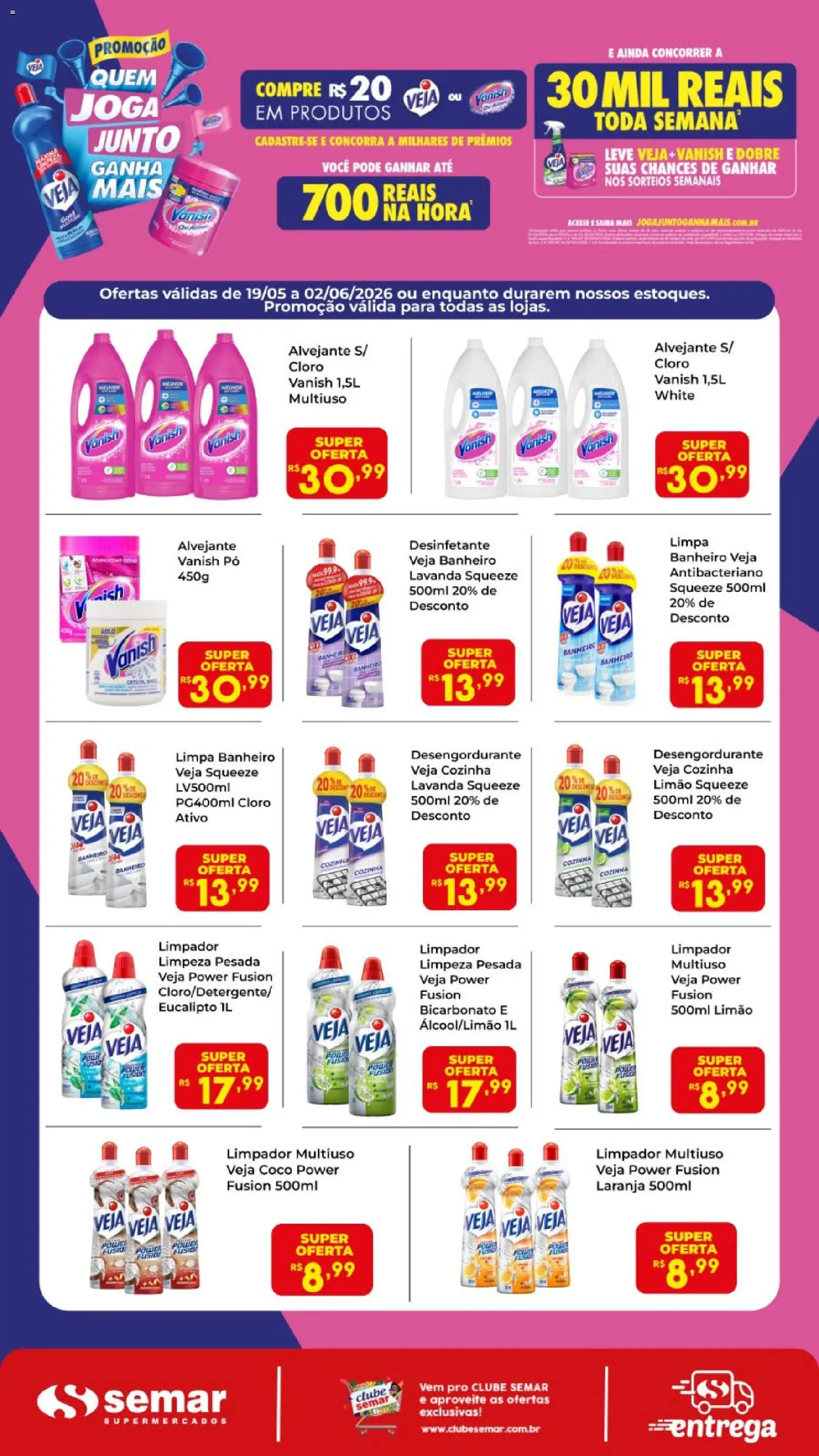 Semar Supermercado Folheto - válido de 19.05.2026 | Página: 1 | Produtos: Pó, Alvejante, Desengordurante, Desinfetante