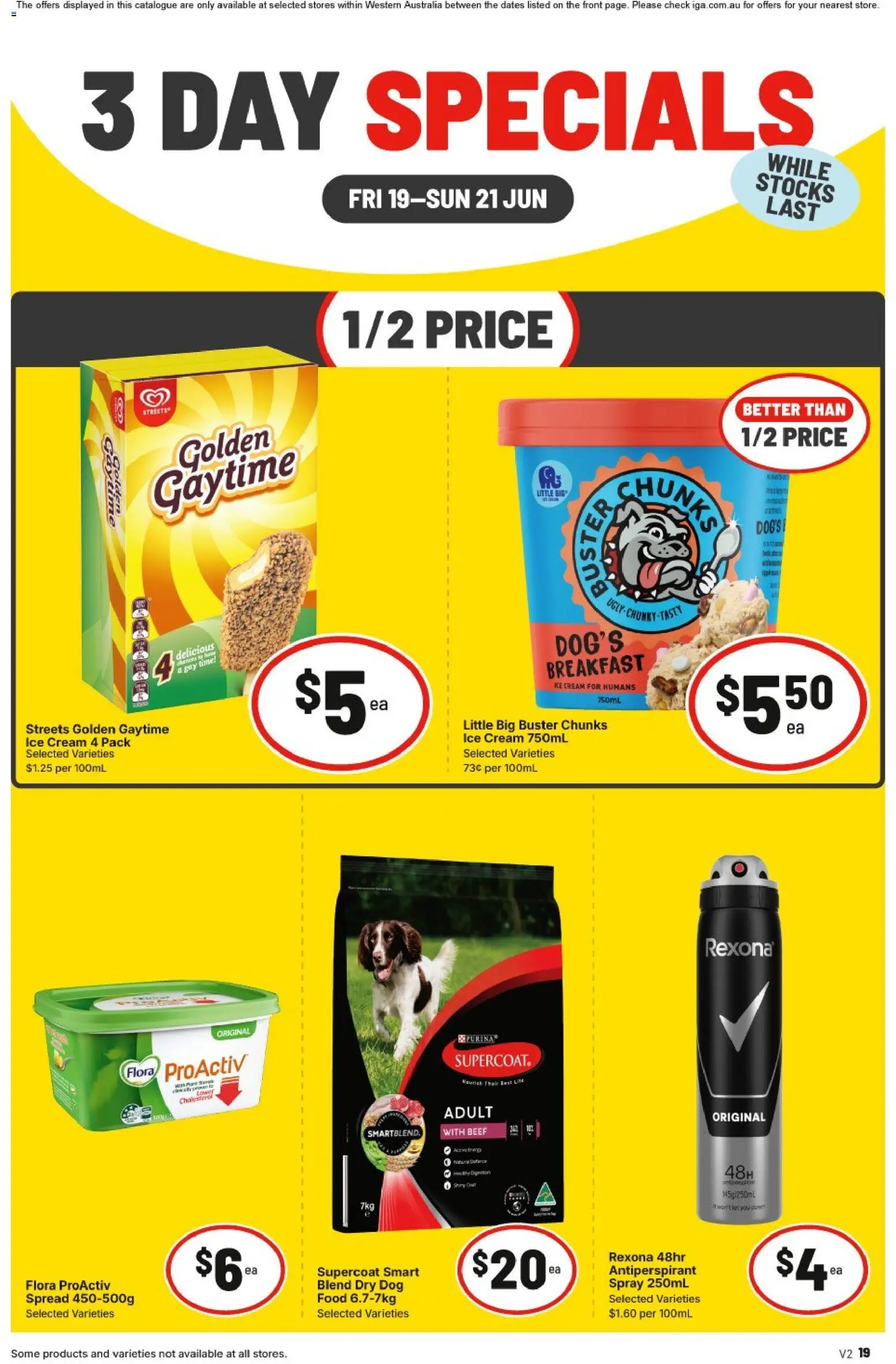 IGA catalogue - valid from 19.06.2026 | Page: 3 | Products: Beef, Antiperspirant, Cream, Ice cream