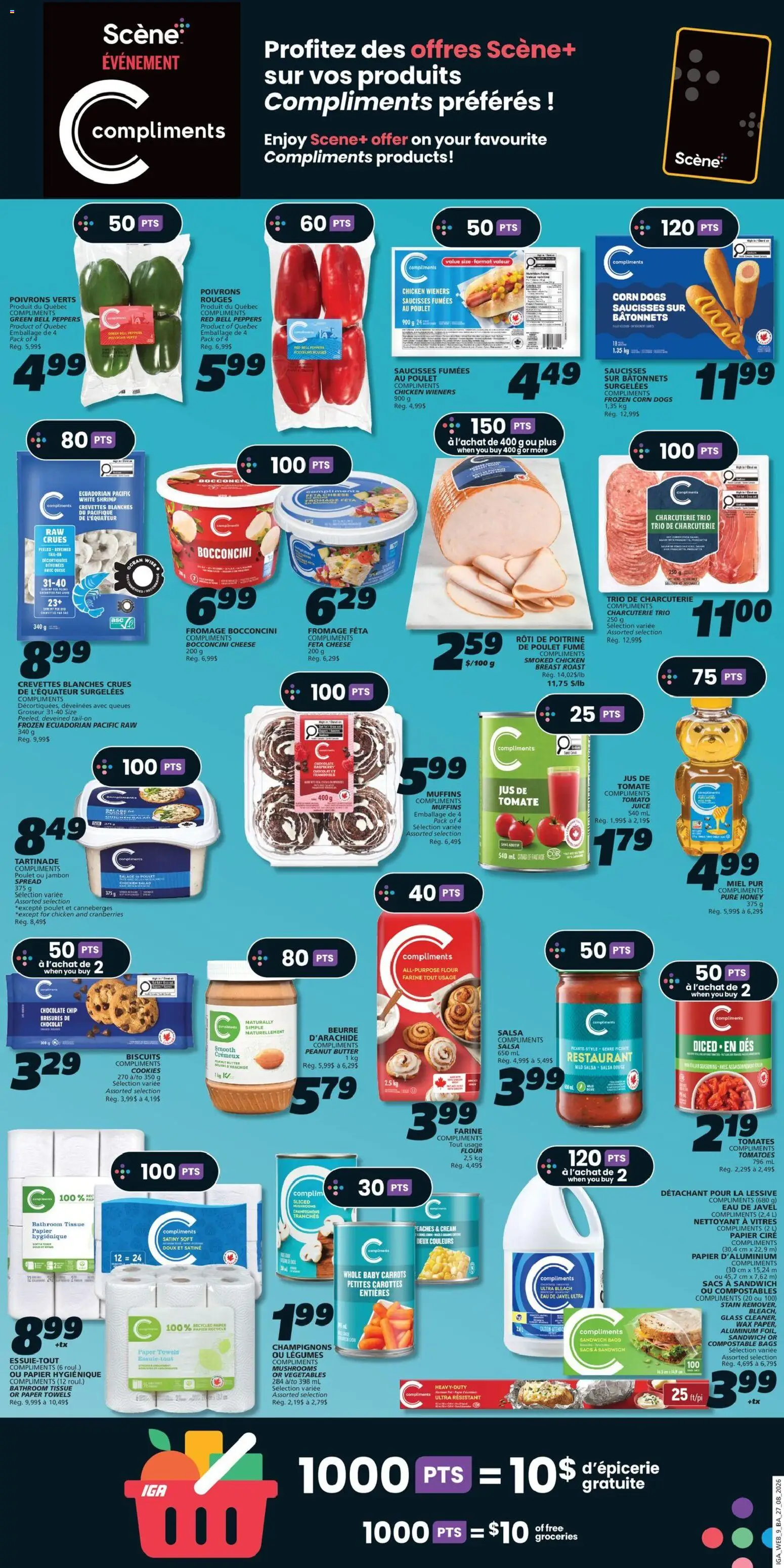IGA flyer valid from Aug 27, 2026 | Page: 13 | Products: Feta cheese, Shrimp, Cranberries, Chicken breast