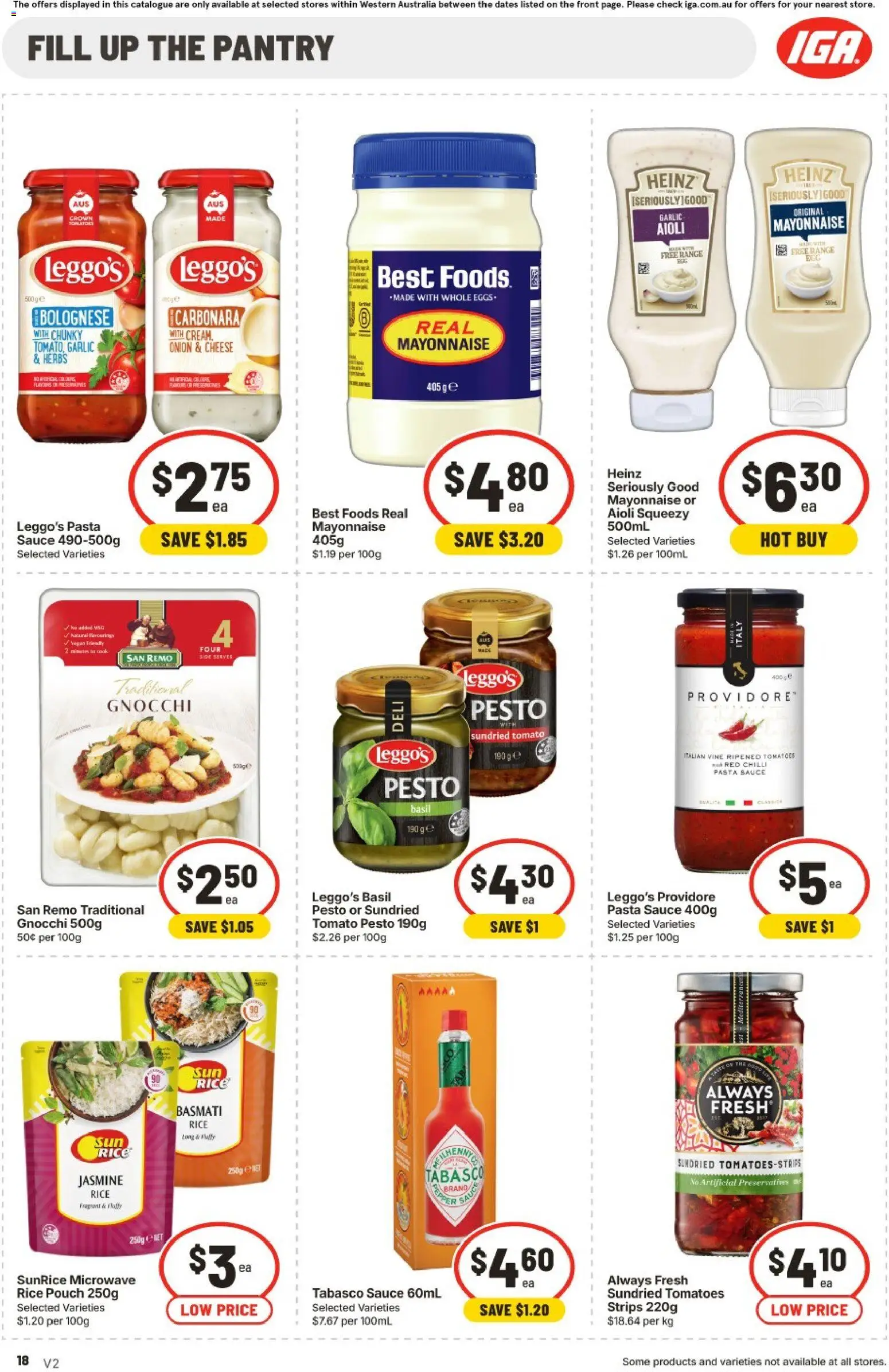 IGA catalogue - valid from 26/08/2026 | Page: 18 | Products: Flour, Tomatoes, Onion, Strips