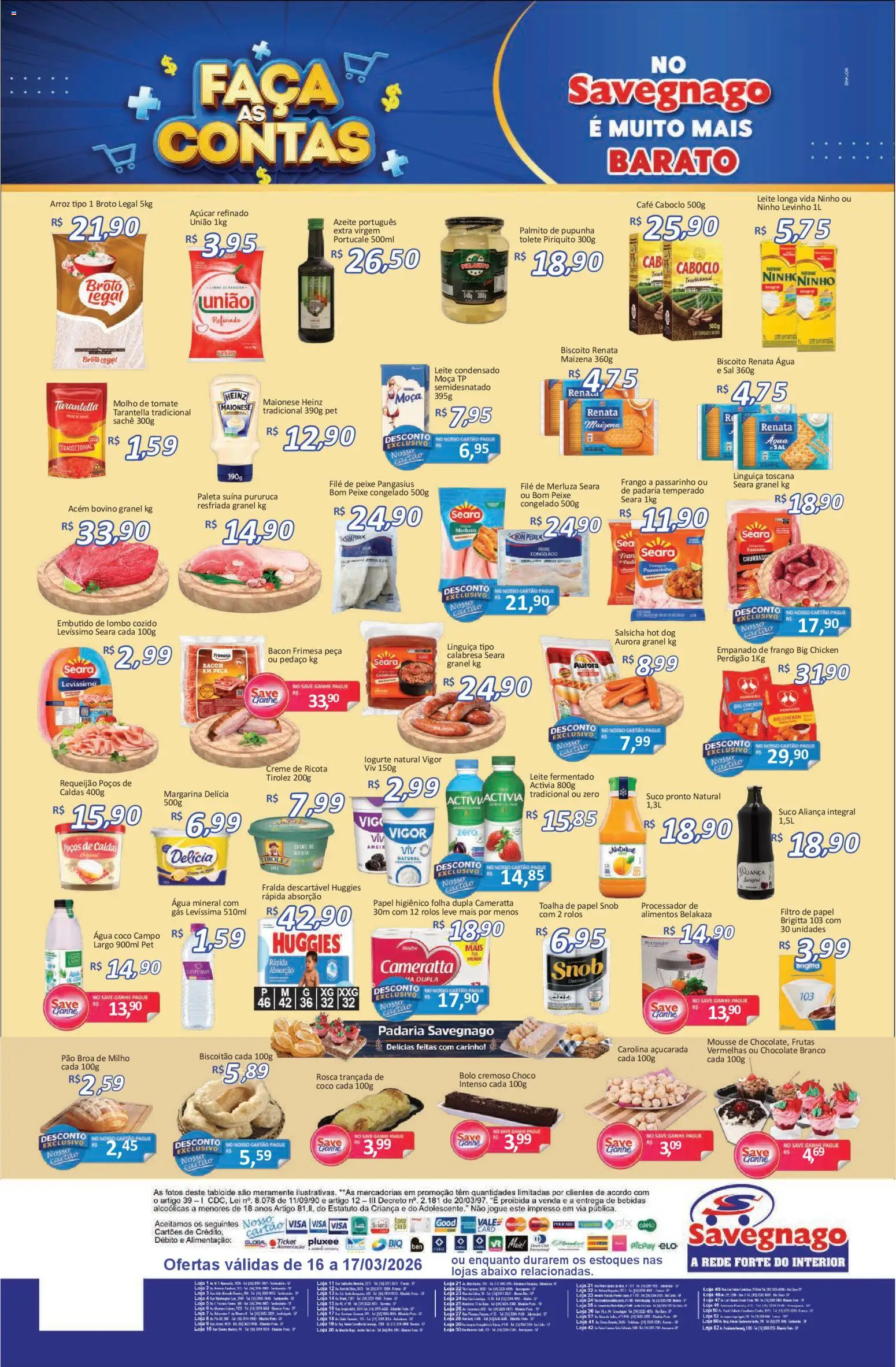 Savegnago Folheto - válido de 16.03.2026 | Página: 2 | Produtos: Filtro de papel, Peixe, Bolo, Azeite