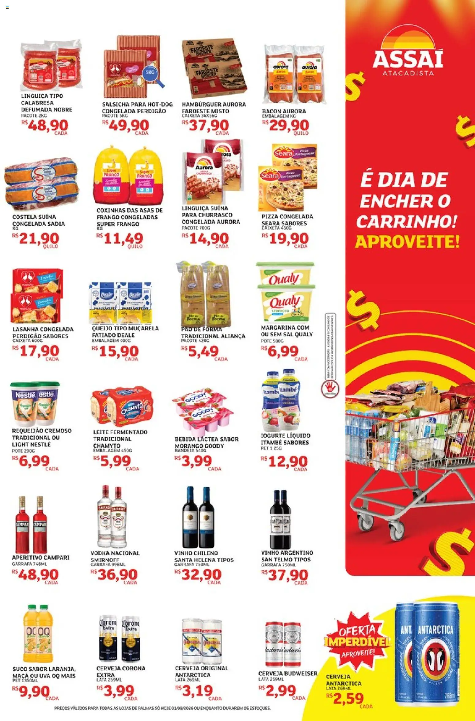Assaí Atacadista Folheto - válido de 01/08/2026 | Página: 3 | Produtos: Leite, Iogurte, Vinho, Vodka
