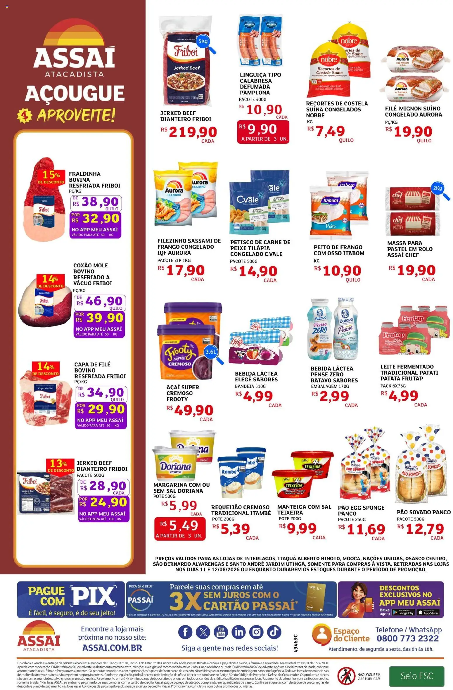 Assaí Atacadista Folheto - válido de 11/08/2026 | Página: 2 | Produtos: Bebidas, Carne, Leite fermentado, Açaí