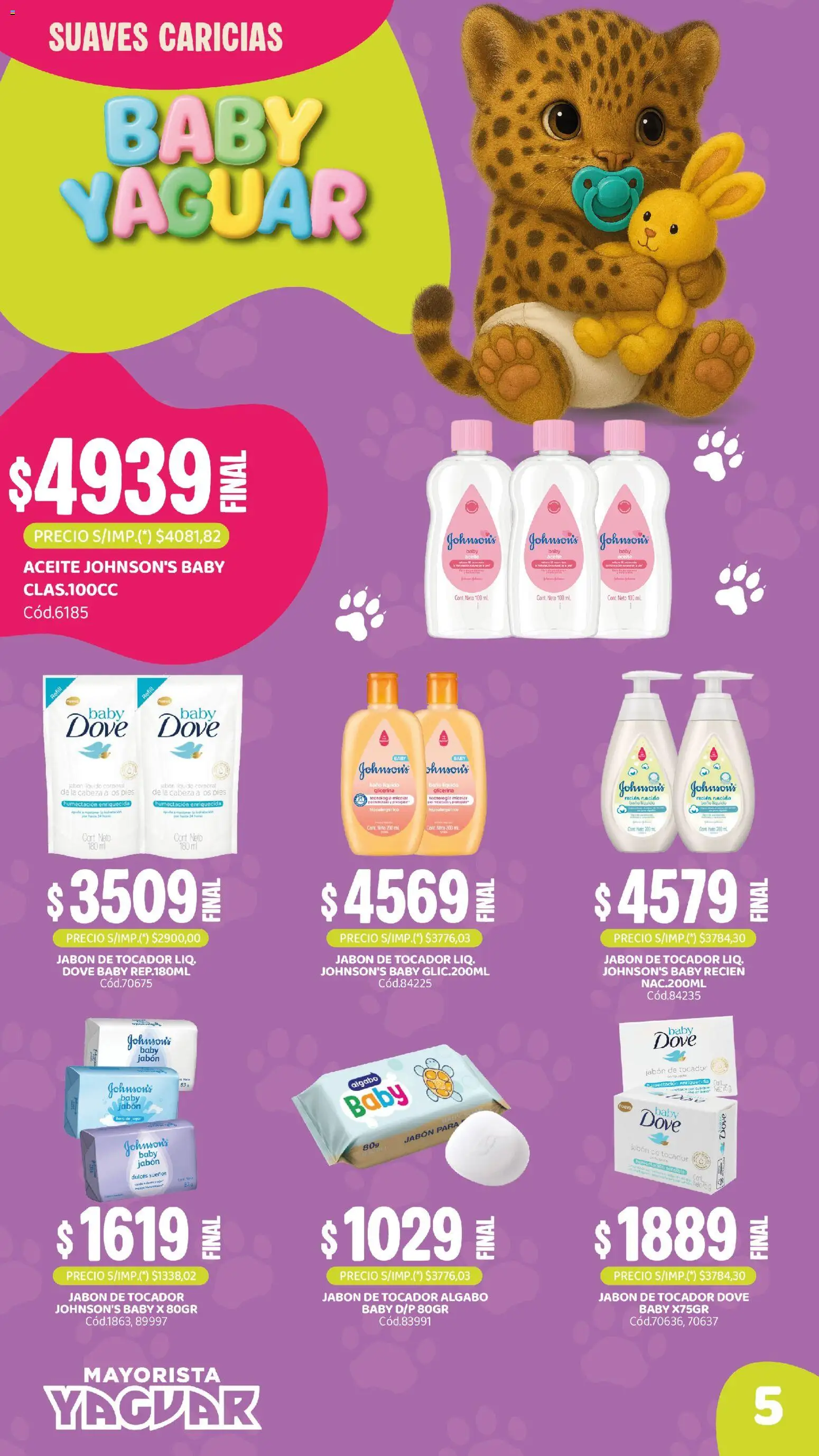 Yaguar - Todo Para Tu Bebe │ válido desde el 21/09/2026 | Página: 5 | Productos: Baño, Aceite, Jabón, Dulces