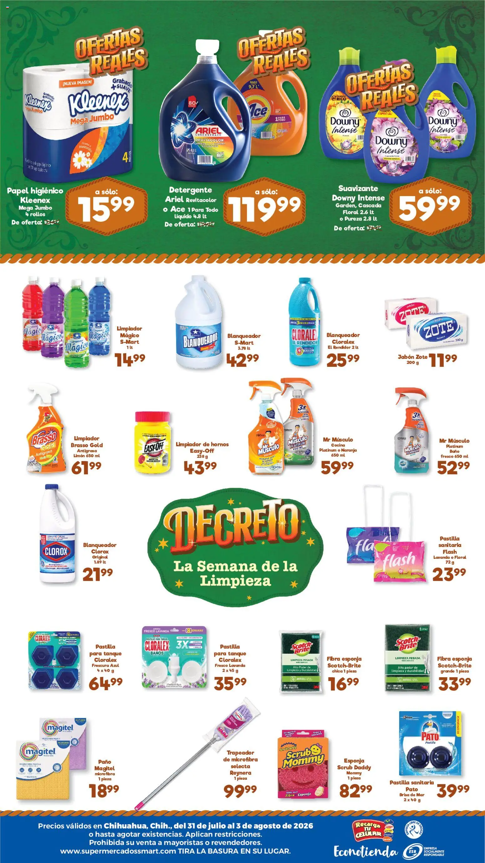 Nuevas ofertas de S-Mart válidas en toda la República Mexicana desde el 31/07/2026. ¡Encuentra las mejores ofertas en S-Mart folleto Ofertas de feria Chihuahua! | Página: 2 | Productos: Detergente, Limón, Papel higiénico, Cocina