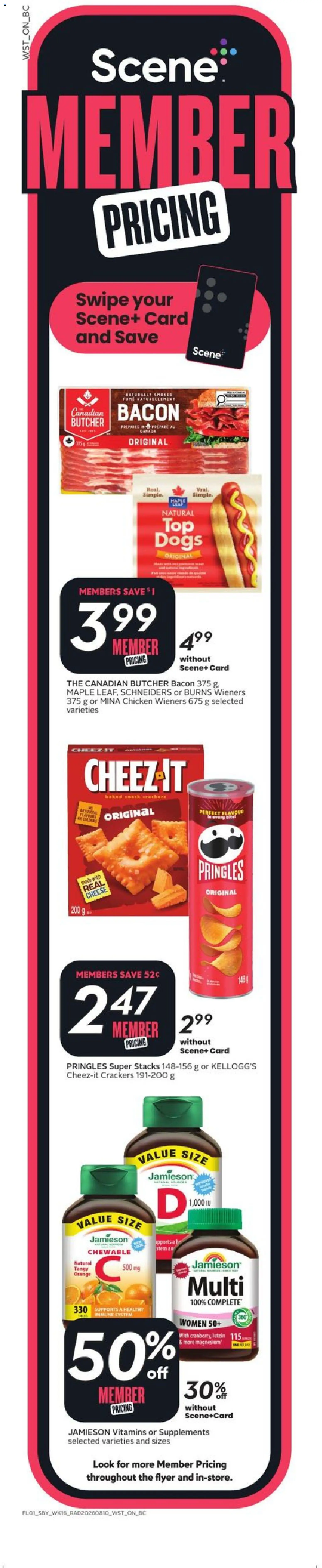 Safeway flyer valid from Aug 13, 2026 | Page: 2 | Products: Bacon, Crackers, Cheese, Chicken