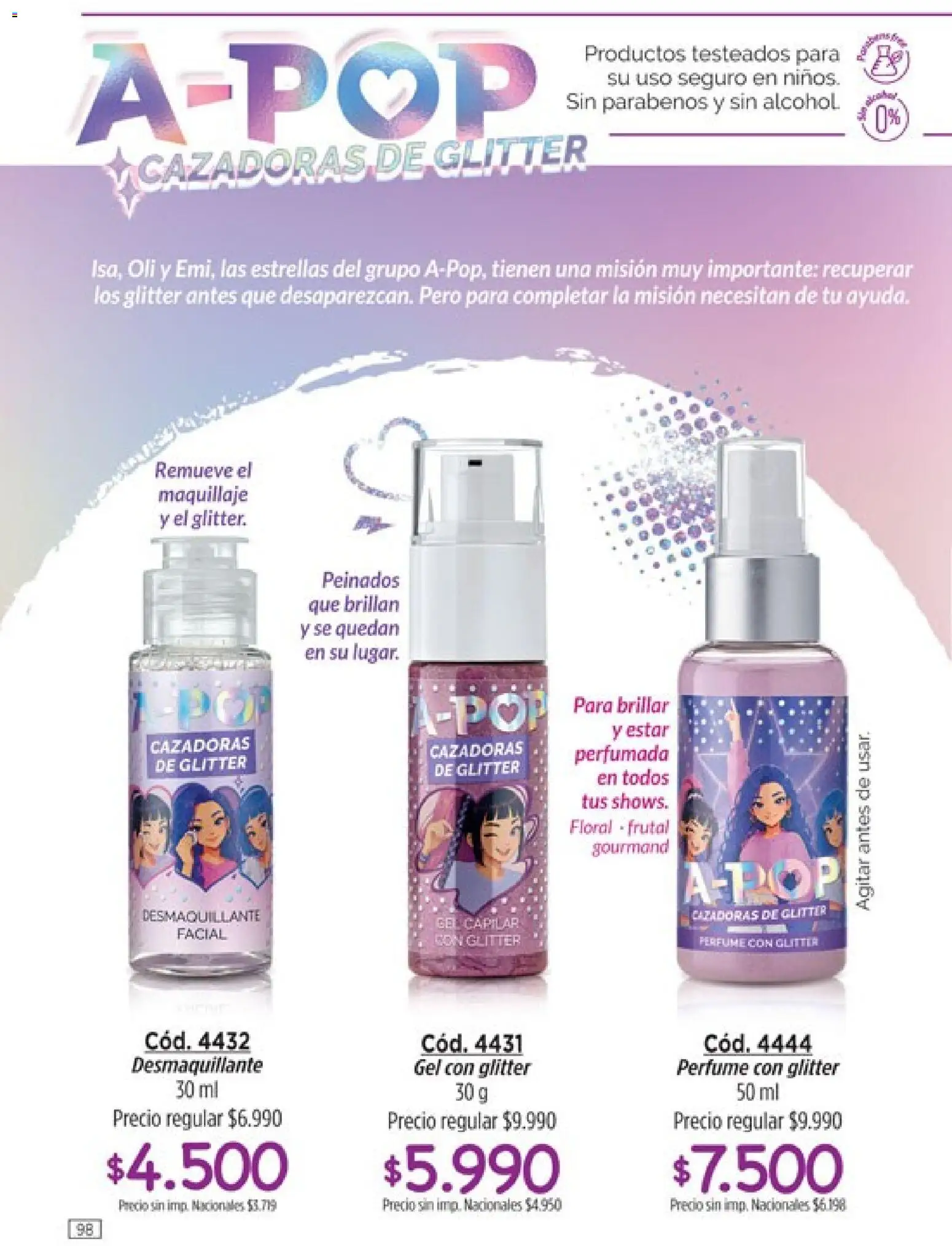 Catálogo Amodil Campaña 15 │ válido desde el 26/08/2026 | Página: 98 | Productos: Perfume, Maquillaje, Desmaquillante, Glitter