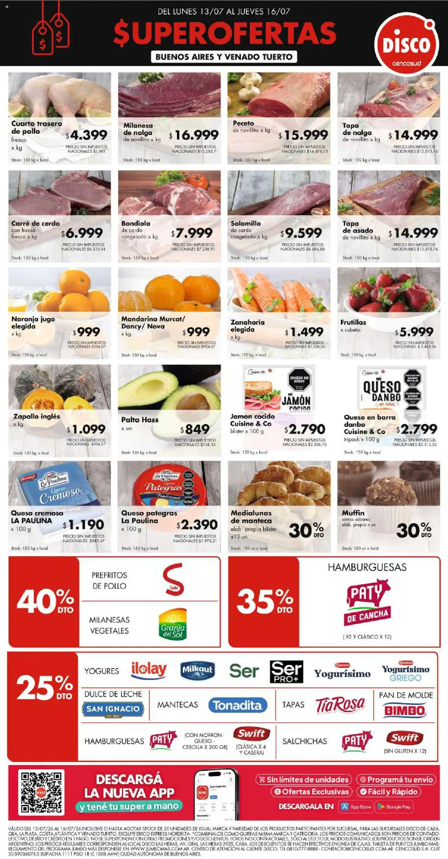 Disco ofertas │ válido desde el 12/07/2026 | Página: 1 | Productos: Disco, Molde, Jamón cocido, Dulce de leche