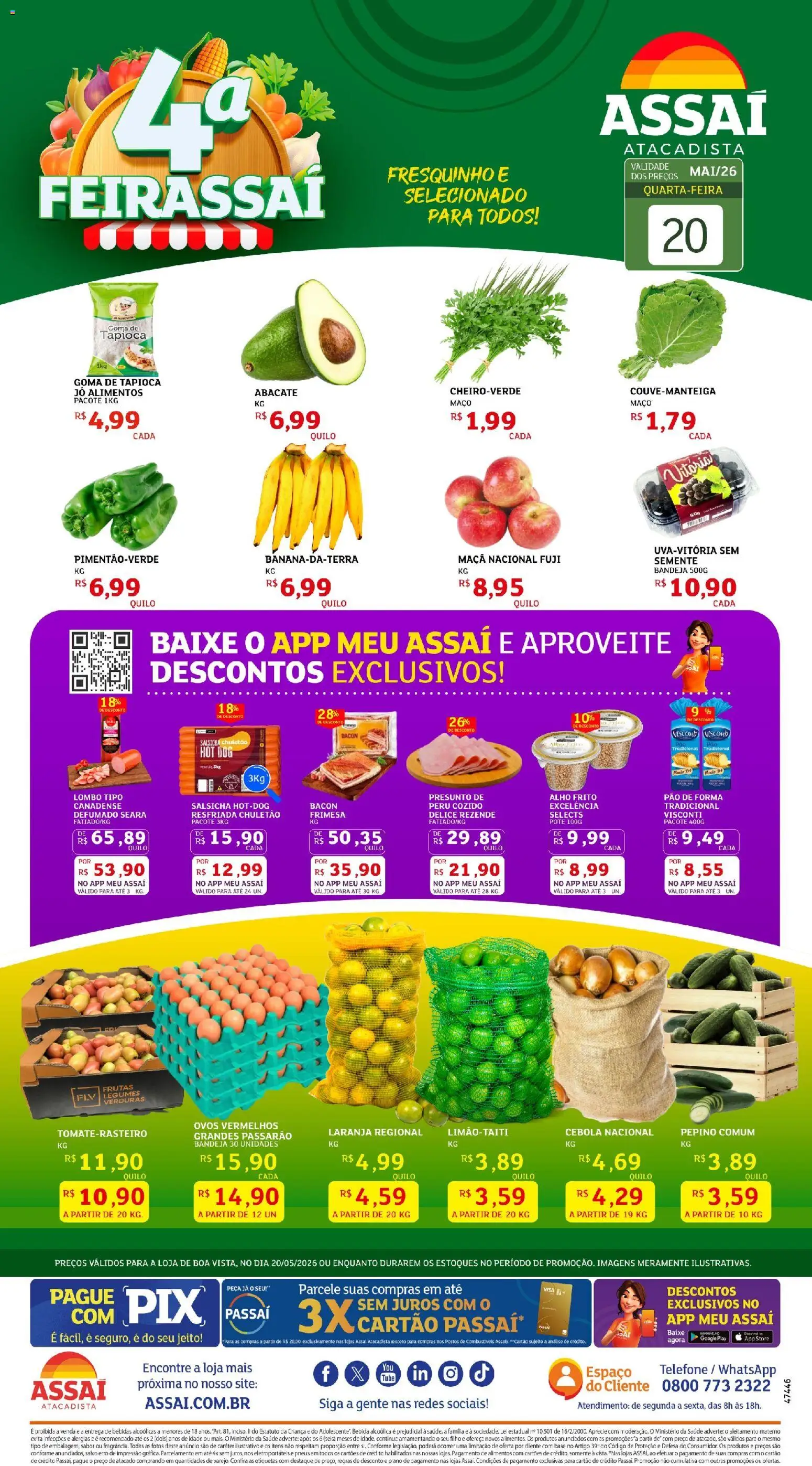 Assaí Atacadista Folheto - válido de 20.05.2026 | Página: 1 | Produtos: Alho, Lombo, Ovos, Telefone