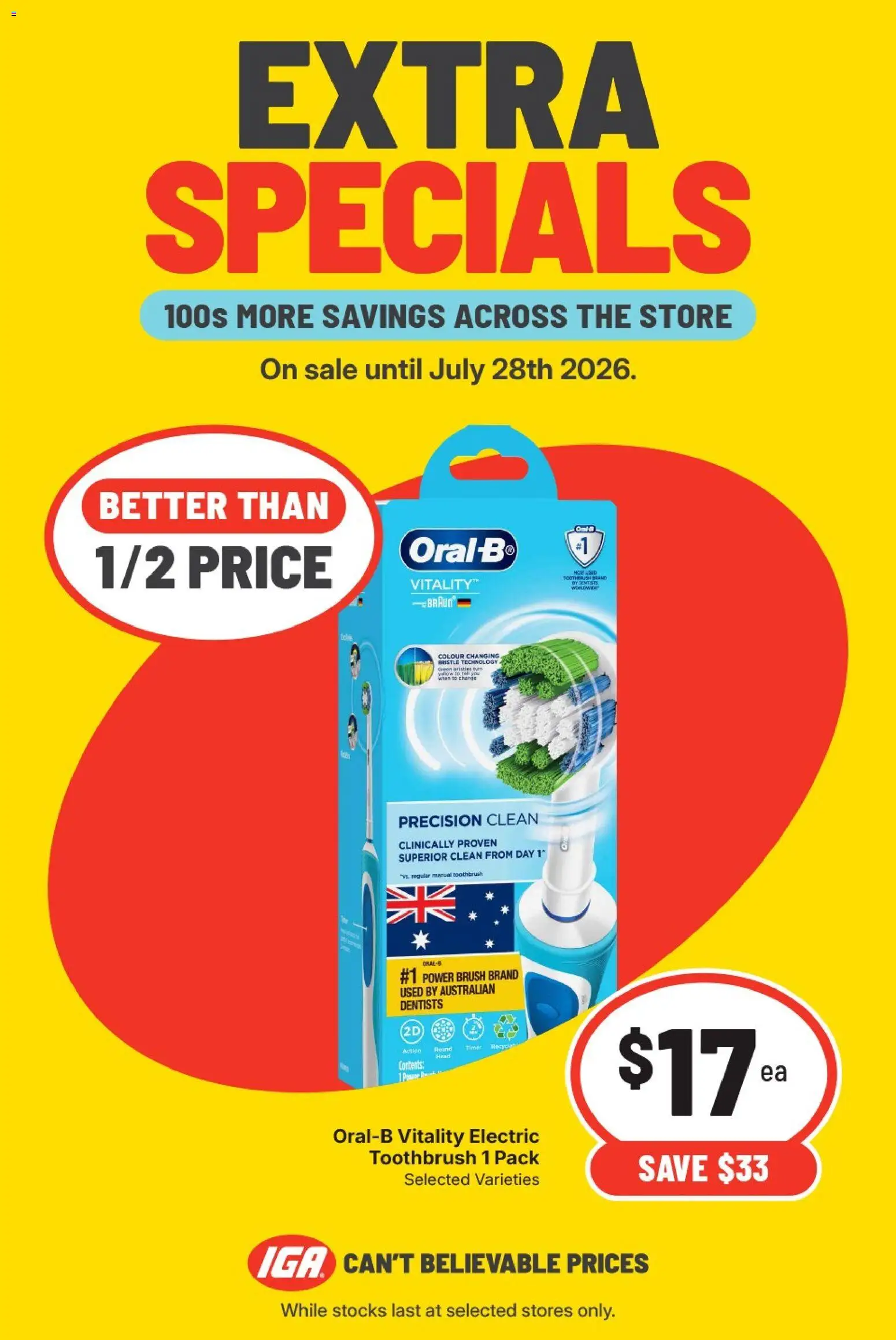 IGA catalogue - valid from 28/07/2026 | Page: 4 | Products: Brush, Toothbrush, Electric toothbrush