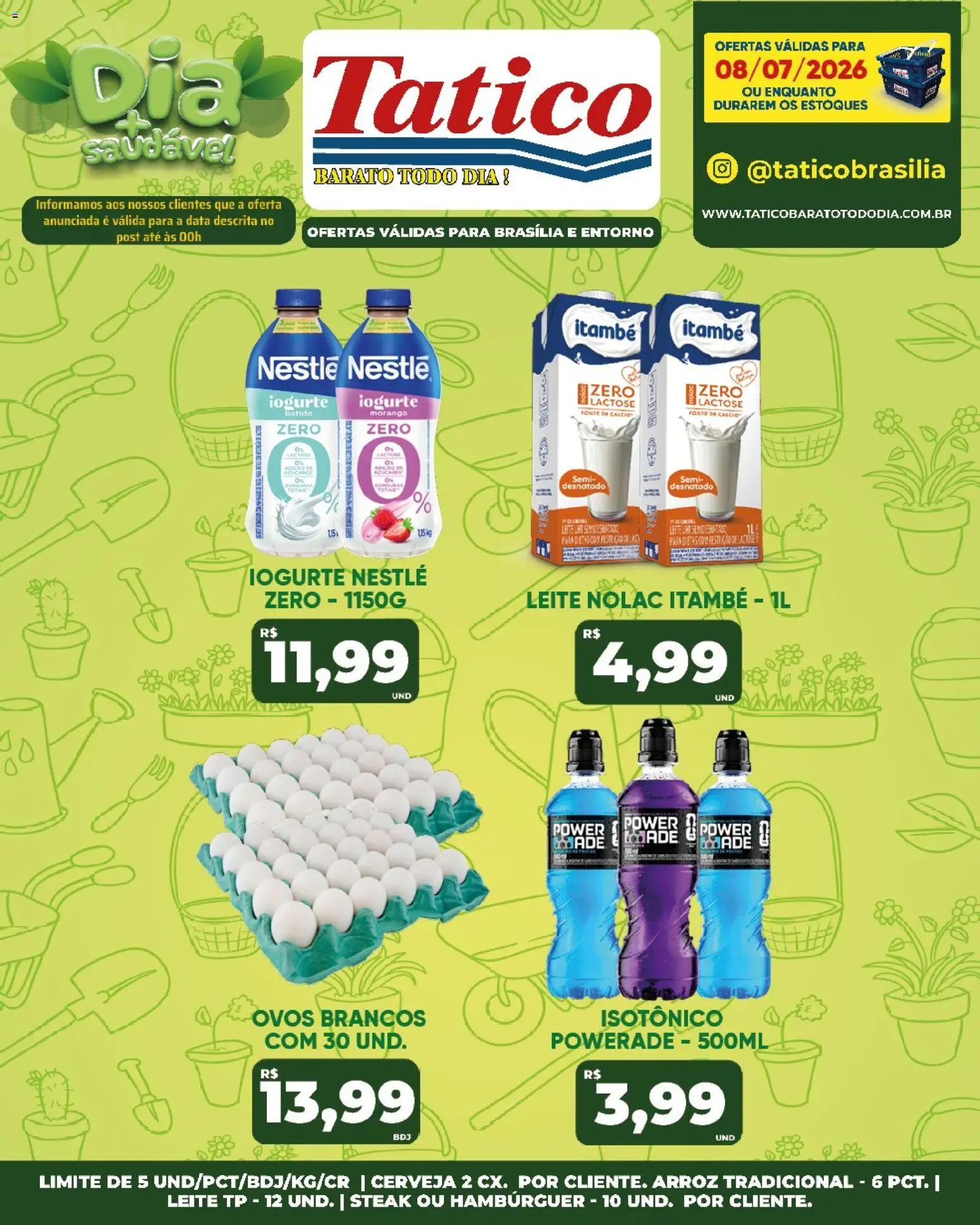 Tatico Folheto - válido de 08/07/2026 | Página: 24 | Produtos: Ovos, Cerveja, Arroz, Cálcio