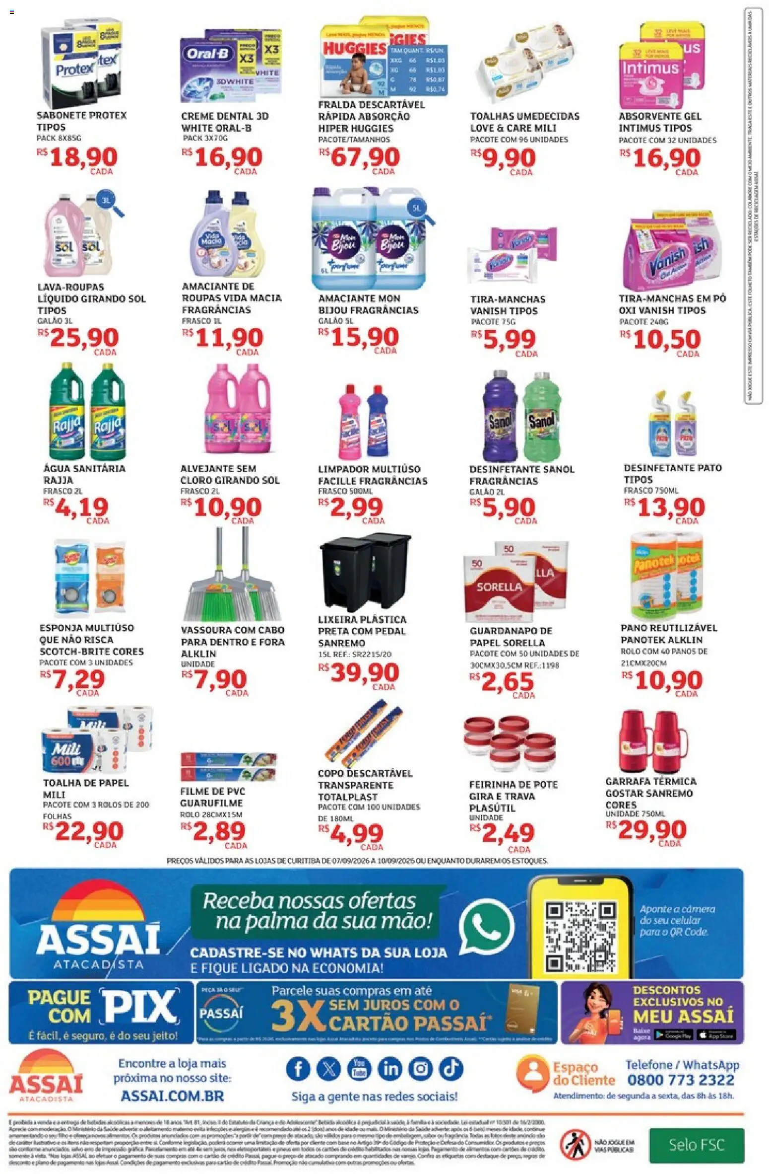 Assaí Atacadista Folheto - válido de 07/09/2026 | Página: 4 | Produtos: filme de PVC, Água, Creme, Amaciante