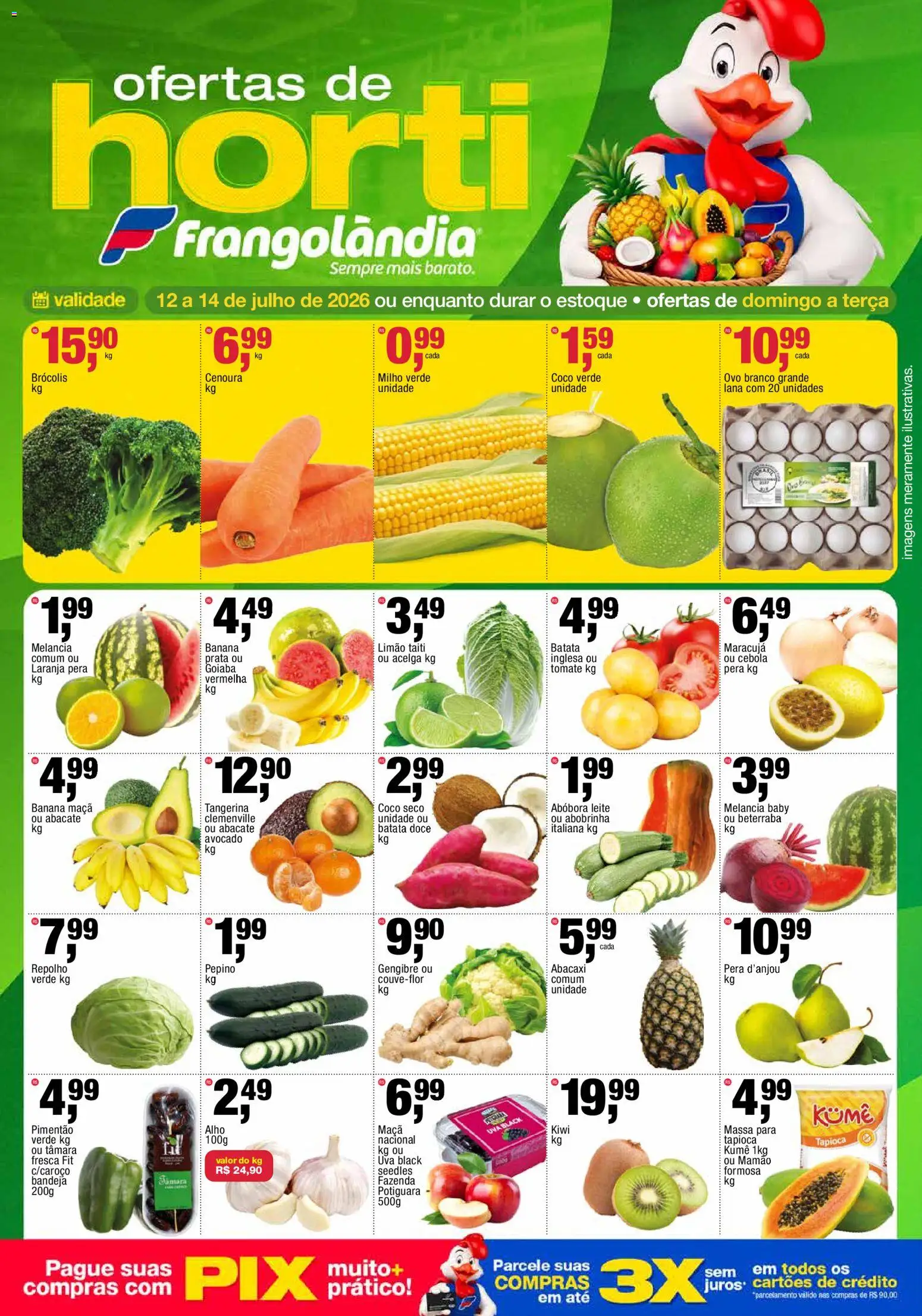Frangolândia Folheto - válido de 12/07/2026 | Página: 1 | Produtos: Maracujá, Abobrinha, Milho verde, Repolho