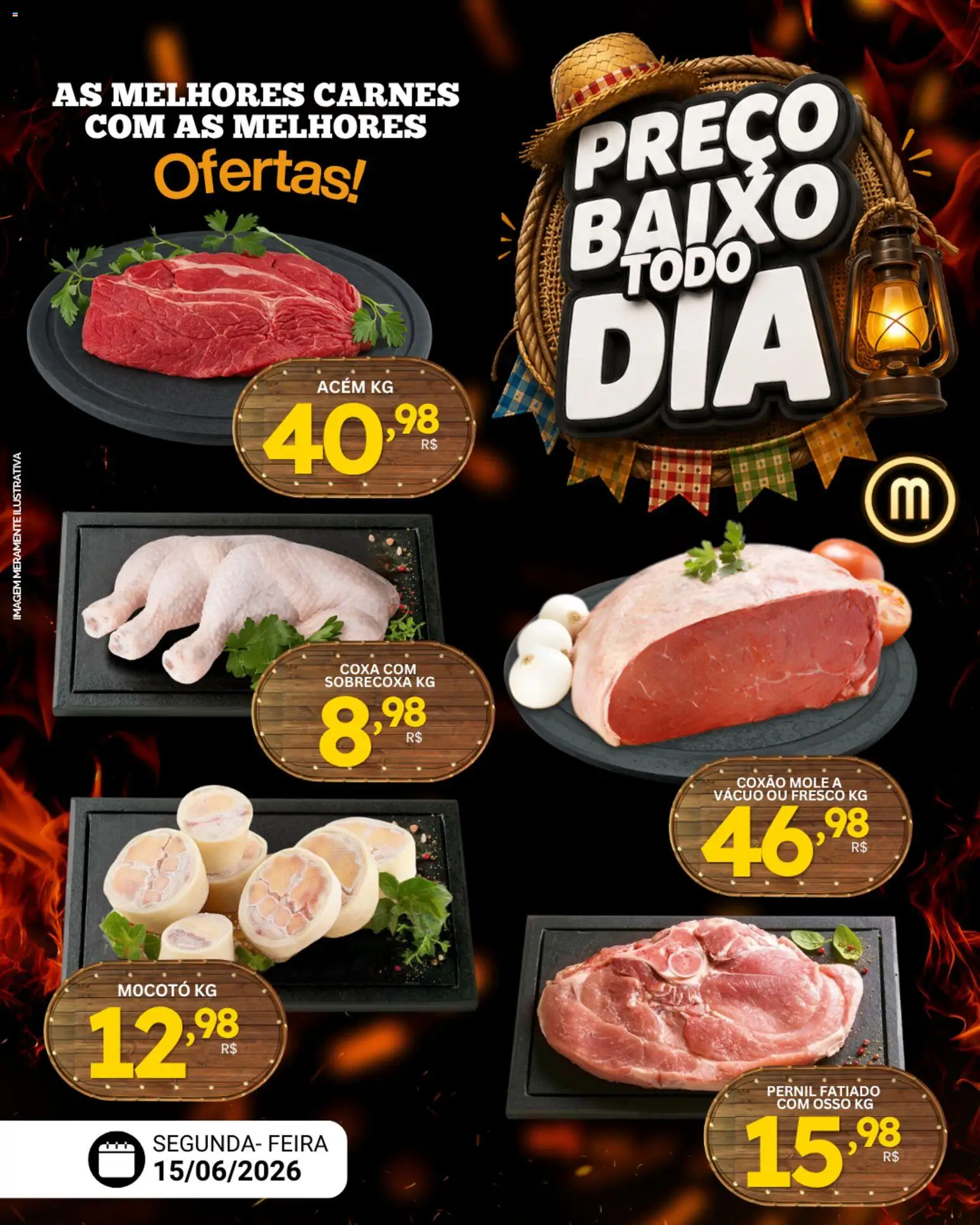 Mercadão Atacadista Folheto - válido de 15.06.2026 | Página: 1 | Produtos: Acém, Pernil, Baixo