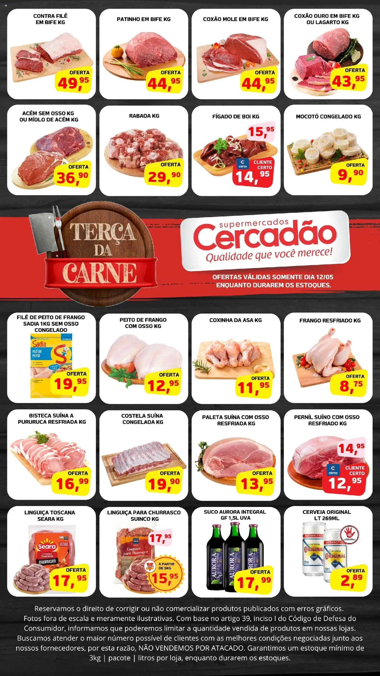 Cercadão Folheto - válido de 12.05.2026 | Página: 1 | Produtos: Linguiça, Suco, Base, Frango