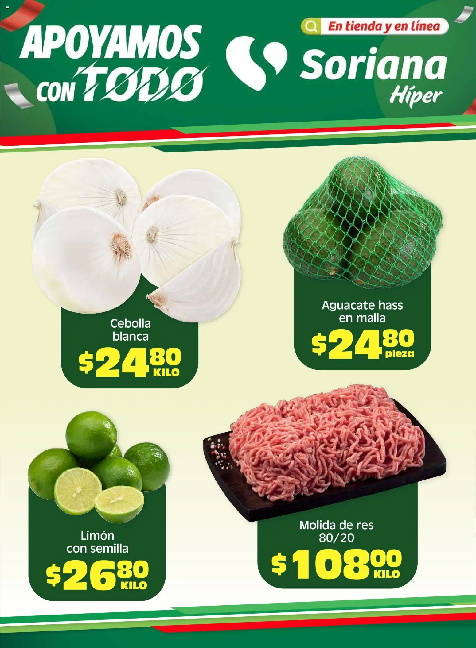 Nuevas ofertas de Soriana válidas en toda la República Mexicana desde el 08.05.2026. ¡Encuentra las mejores ofertas en Soriana Fin de Semana Híper: Juárez! | Página: 1 | Productos: Cebolla, Limón, Res, Malla