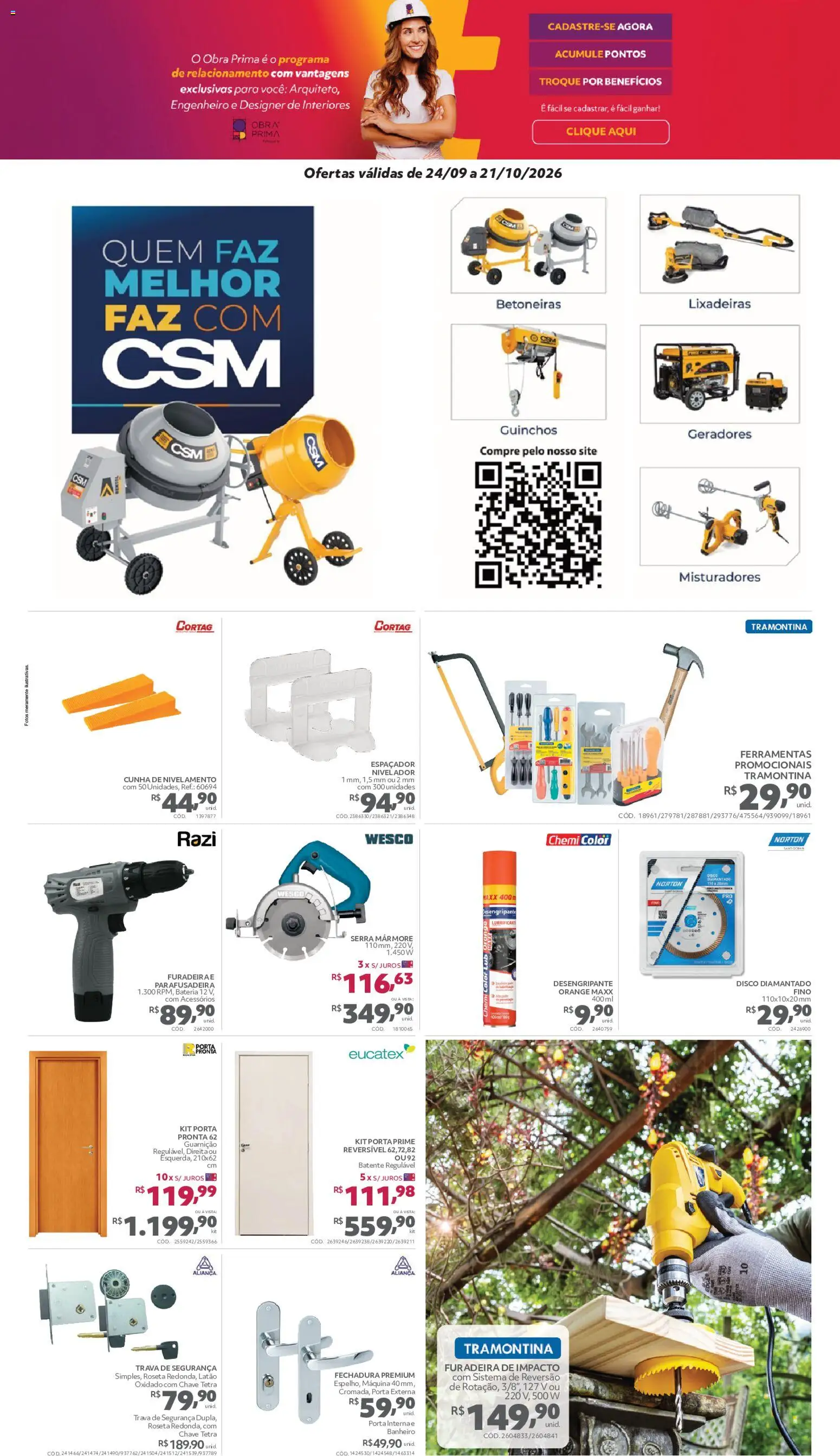 Telhanorte Folheto - válido de 24/09/2026 | Página: 14 | Produtos: Ferramentas, Guarnição, Furadeira, Fechadura