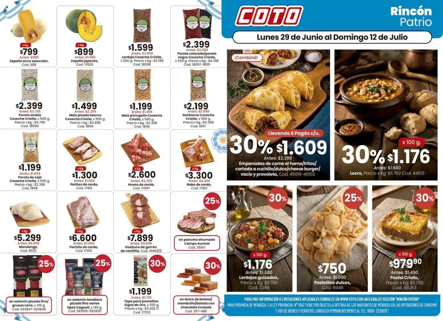 Coto - Rincon Patrio │ válido desde el 29/06/2026 | Página: 1 | Productos: Zapallo, Lentejas, Panceta, Chocolate