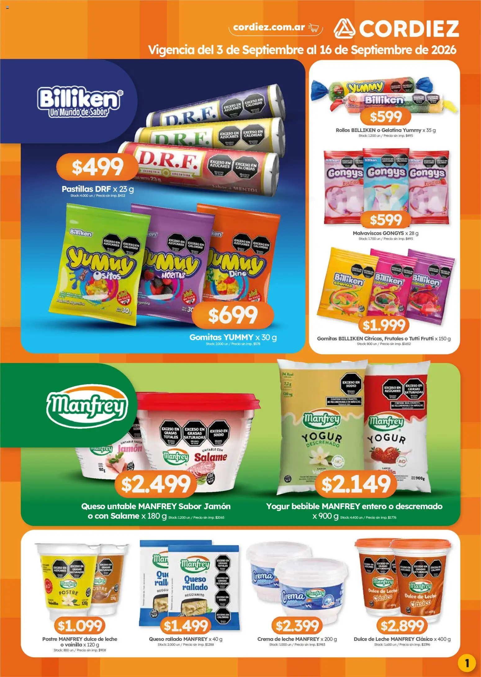Cordiez - Marcas destacadas │ válido desde el 03/09/2026 | Página: 1 | Productos: Untable, Dulce, Queso, Crema