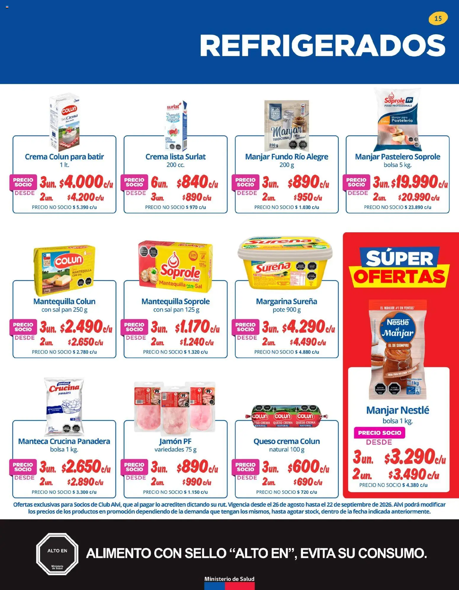 Alvi catálogo │ válido desde el 25.08.2026 | Página: 15 | Productos: Sal, Queso crema, Manteca, Crema