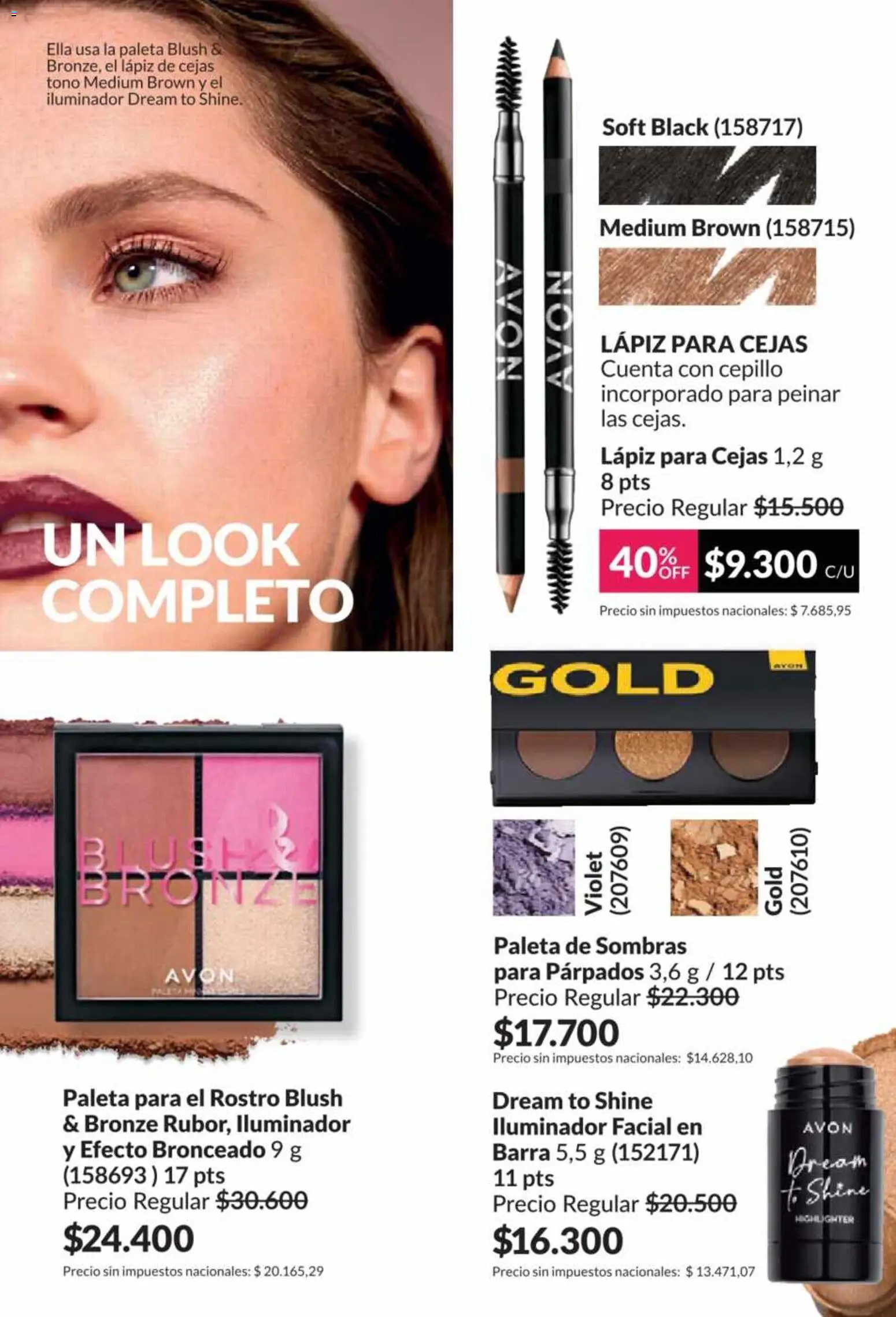 Catálogo AVON Campaña 5/2026 │ válido desde el 01.05.2026 | Página: 42 | Productos: Iluminador, Cepillo, Lápiz de cejas, Paleta