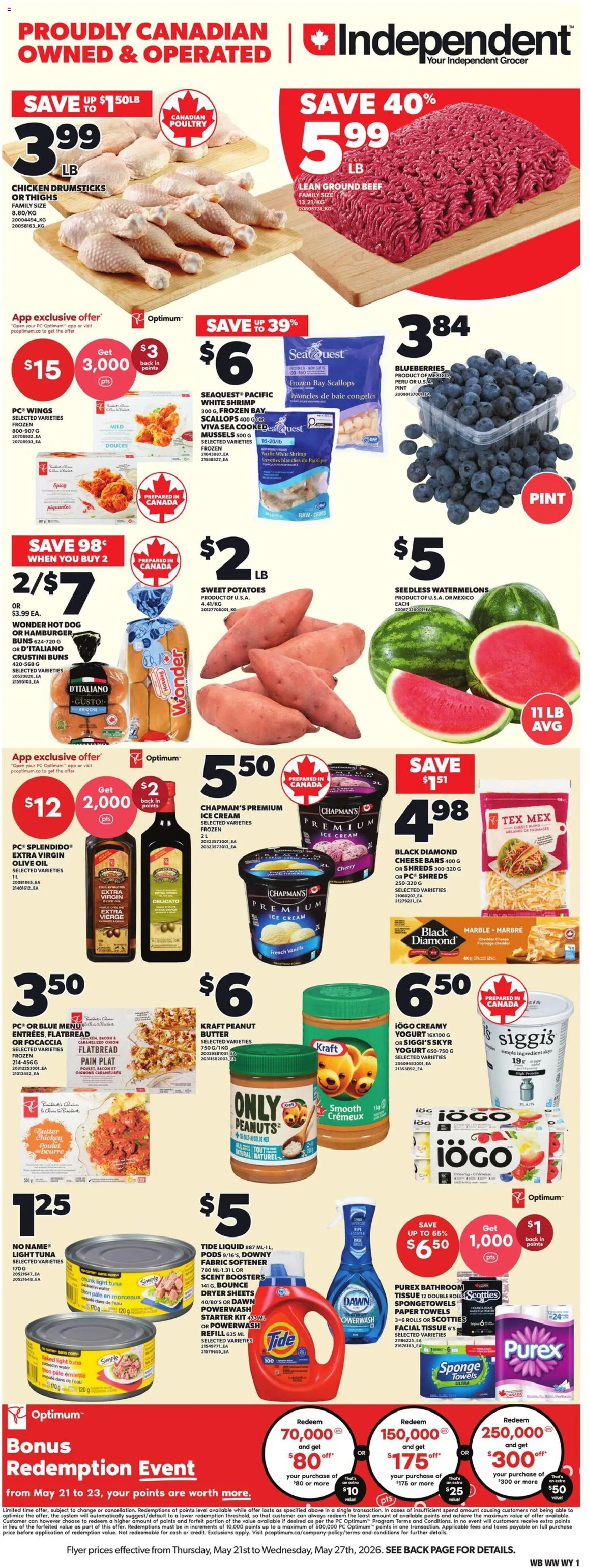 Independent Grocer flyer valid from 21.05.2026 | Page: 1 | Products: Cream, Ice cream, Butter, Cheese