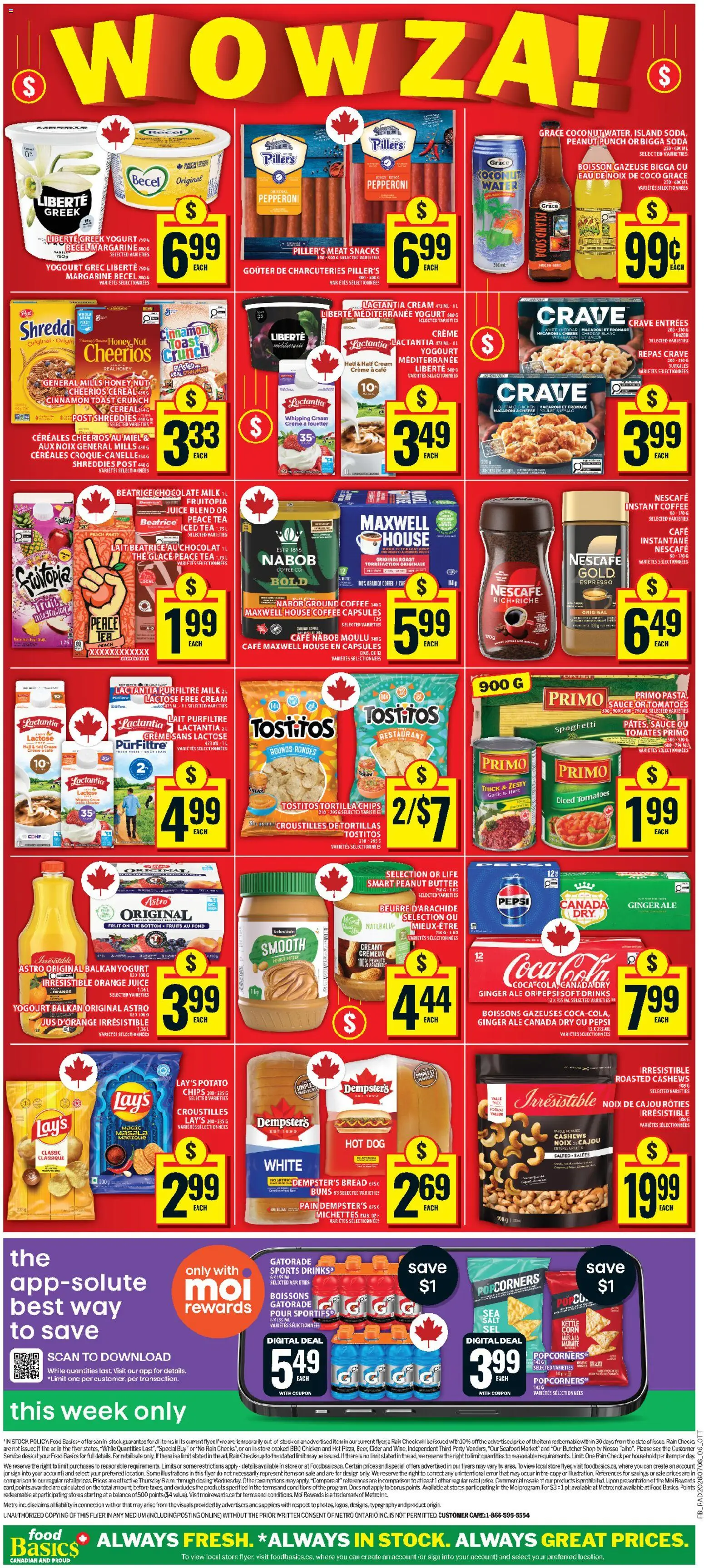 Food Basics flyer valid from Jul 9, 2026 | Page: 2 | Products: Tea, Chips, Milk, Bread